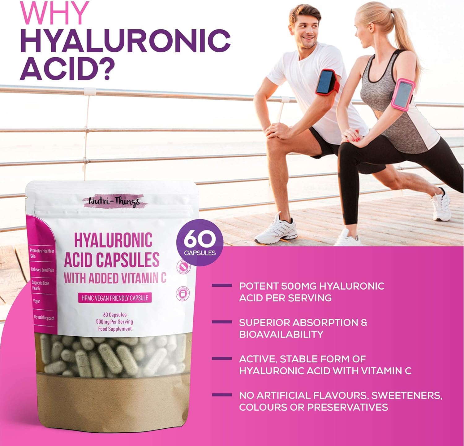 Hyaluronic Acid Capsules with Added Vitamin C Hyaluronic Acid Tablets