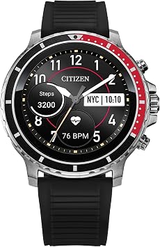Amazon.com: Citizen CZ Smartwatch 46mm, Powered by Google Wear OS with  Heart Rate, Sleep Tracking and Smartphone Notifications, Black Silicone, 46  millimeters, Strap : Electronics