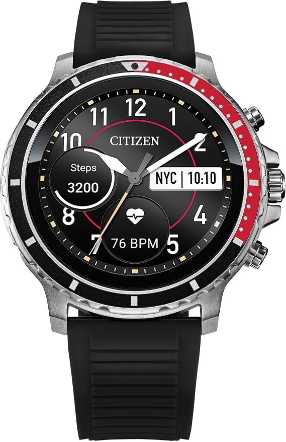 Citizen CZ Smart HR Heart Rate Smartwatch 46mm Black Silicone Stainless  Steel Watch, Powered by Google Wear OS : Amazon.co.uk: Electronics \u0026 Photo