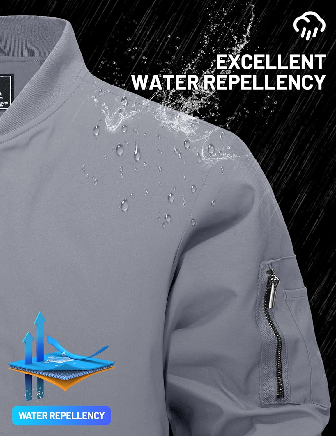 TACVASEN Men's Bomber Jackets Thermal Quilted Jacket Water Resistant Warm Winter Coats - Image 4