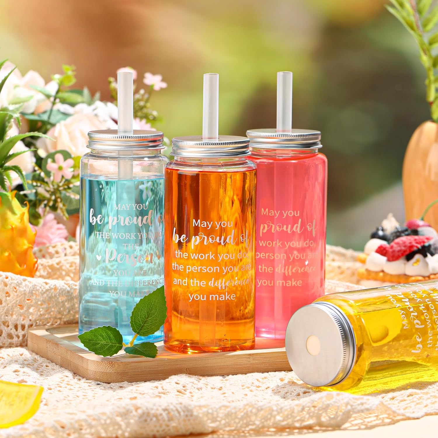 Pickmesh 24 Pcs Appreciation Gifts Bulk Thank You Plastic Cups for Staff 13.5 oz May You Proud of Tumblers with Lid Straw Gifts for Staff Coworker Teacher Nurse Office Supplies - Image 3