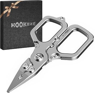 HOOK-EZE Titanium Fishing Pliers, 4.1" Saltwater Resistant Fishing Scissors,Tungsten Cutters, Kno...