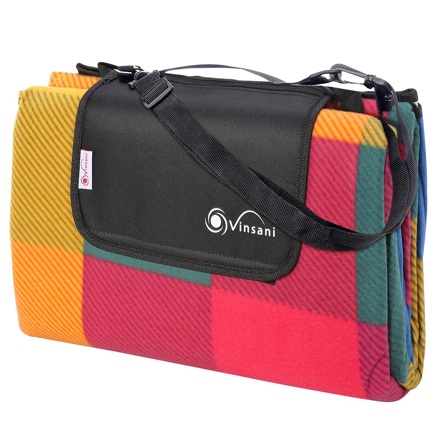 Vinsani Foldable Picnic Blanket 220 x 200 cm - Anti-Slip, Durable Waterproof & Sand Proof Outdoor Rug Mat for Camping, Beach, Hiking, Park & Garden, Easy to Carry, Machine Washable | Checkered — view 21
