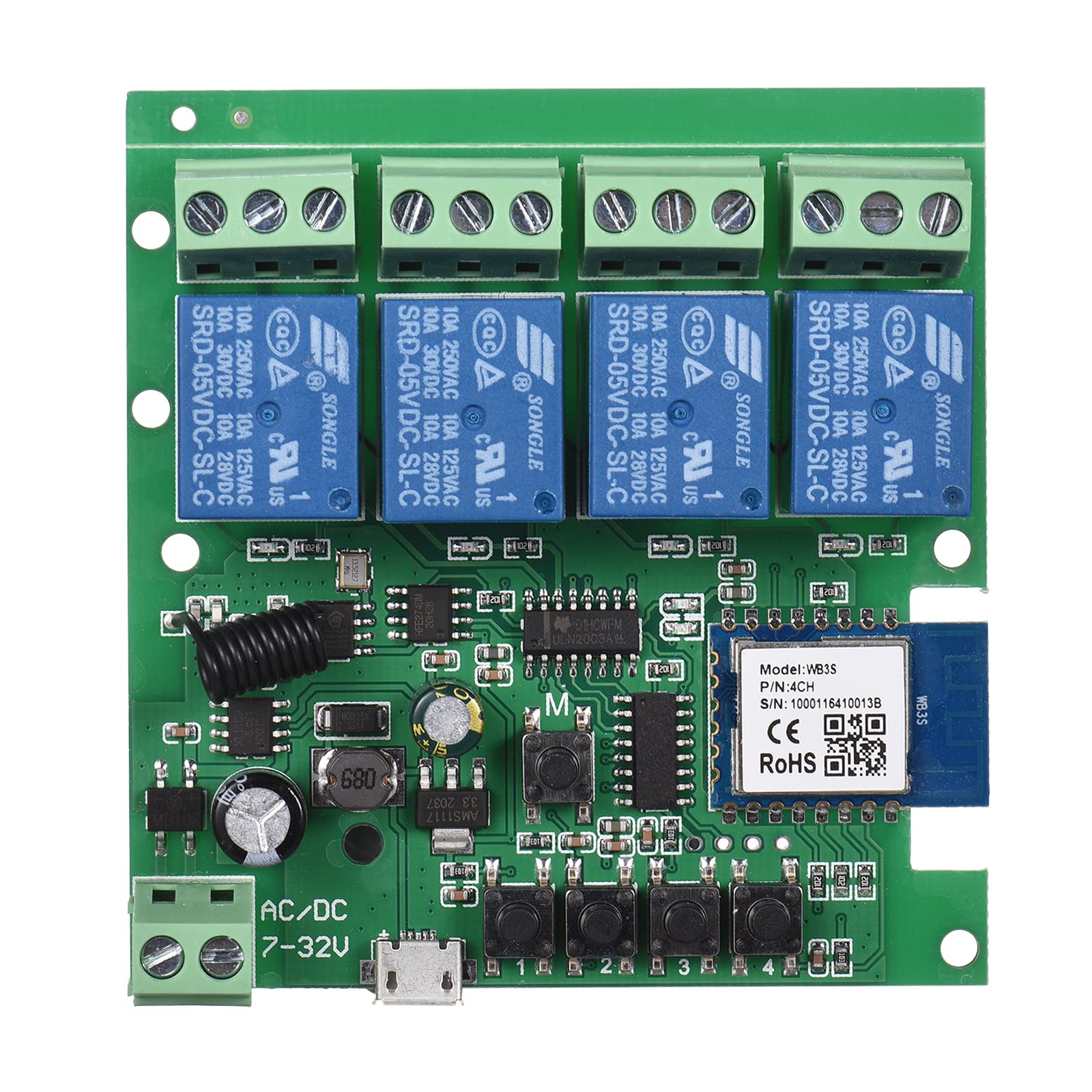 Haibing Tuya WiFi+BT 433Mhz Smart Remote Control Wireless Switch Universal Module 4ch DC 5V WiFi Switch Timer Phone APP Remote Control Support Alexa Google Home Voice Control for Smart Home