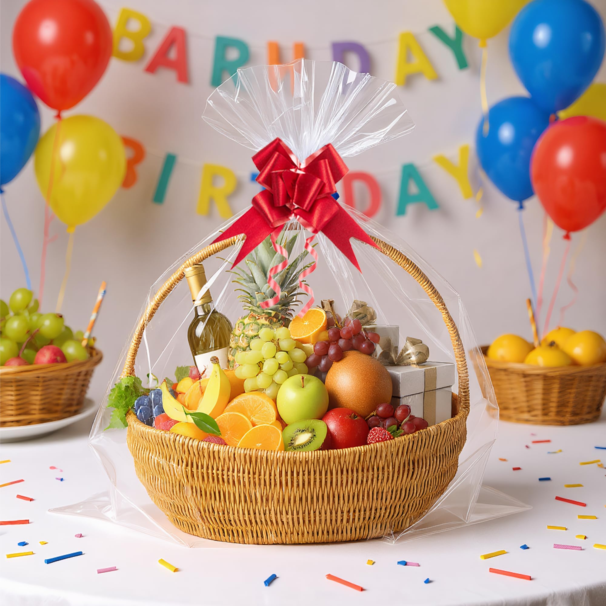Homrelaxy 22 Pcs 24 x 30 Inches Cellophane Bags for Gift Baskets, Plastic Clear Basket Bags, Cellophane Wrap for Gift Baskets for Birthday, Wedding, Thanksgiving