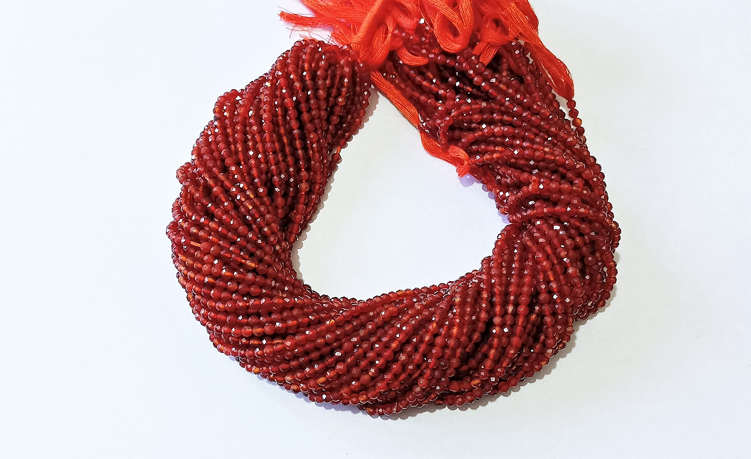 Naturalny czerwony chalcedon fasetowane okrągłe koraliki około 3 mm | sznurek 30 cm | koraliki do biżuterii DIY - kolczyki, naszyjnik, bransoletka, łańcuszek na kostkę (5)