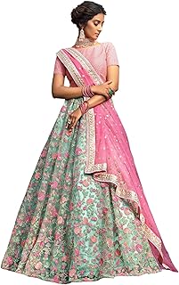 zeel clothing Women's Net Lehenga Choli Semi Stitched-picture-29