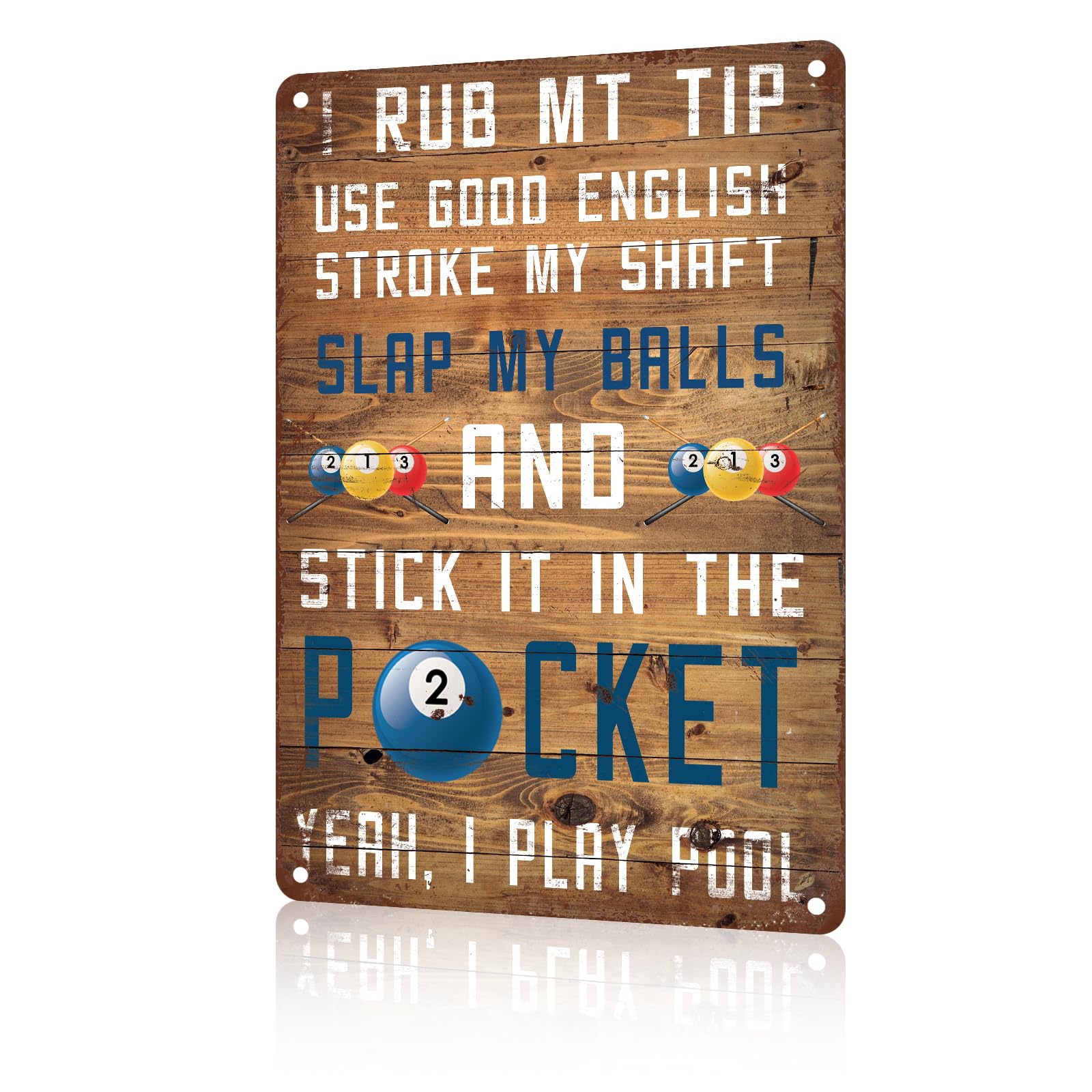 Anceky Billiards I Rub My Tip Pool Table Sign Funny Tin Metal Signs Retro Aluminum Sign for Cafe Living Room Garden Yard Garage Wall Decor 12×16 Inch