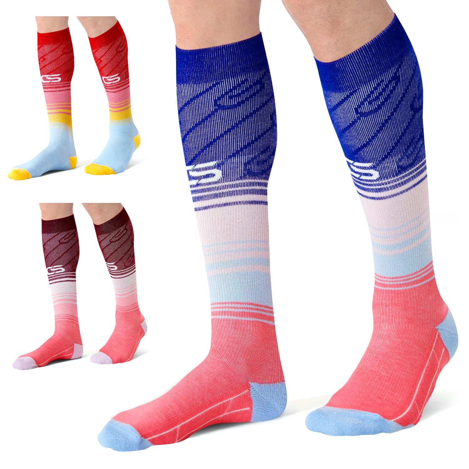 CS CELERSPORT3 Pairs Compression Socks 20-30mmHg for Men Running Athletic Support Socks