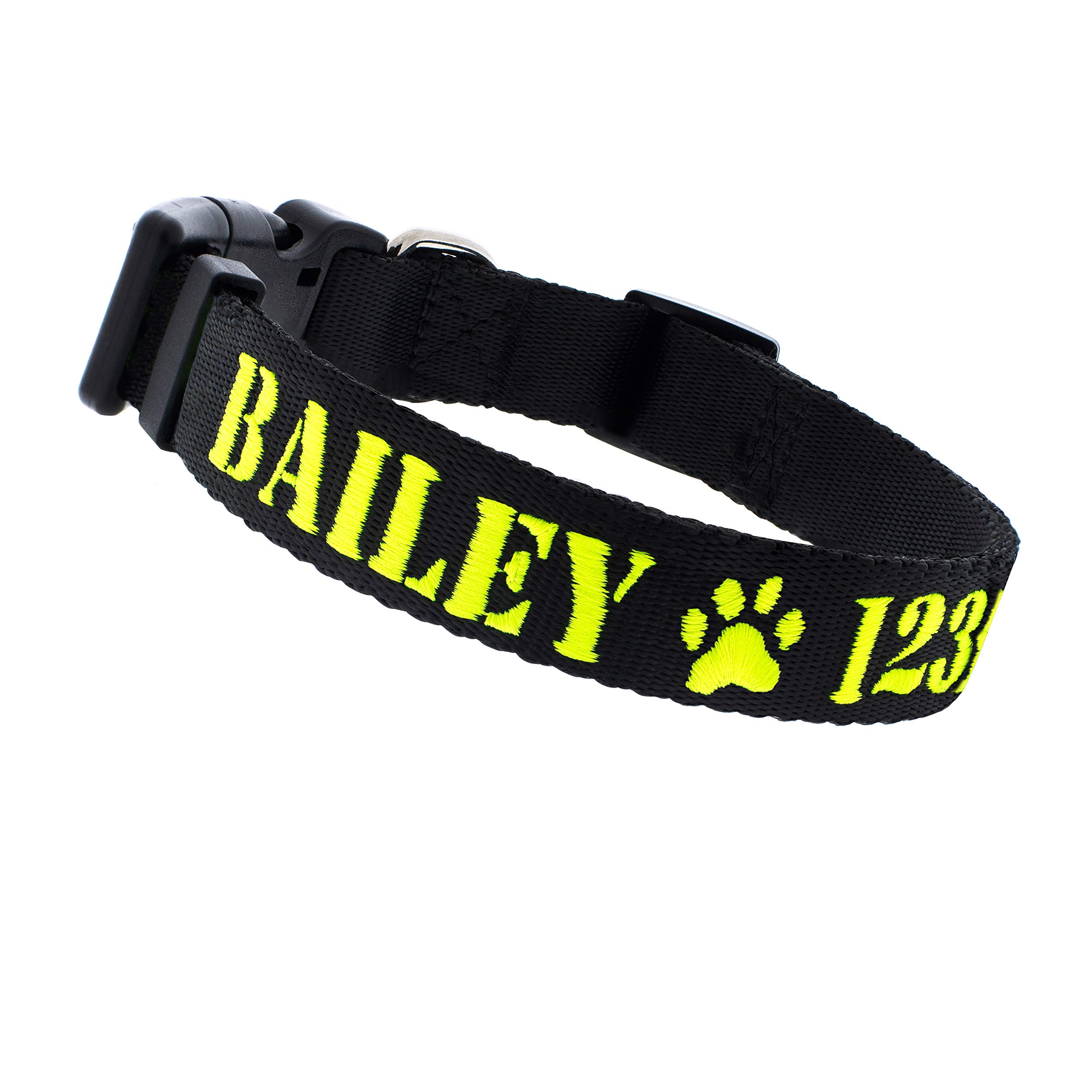 Embroidered Dog Collars Personalized, Custom Collar w Text and Phone Number | 3 Adjustable Sizes - 8 Colors | - Safe&Secure Pet Collars with ID, Pet