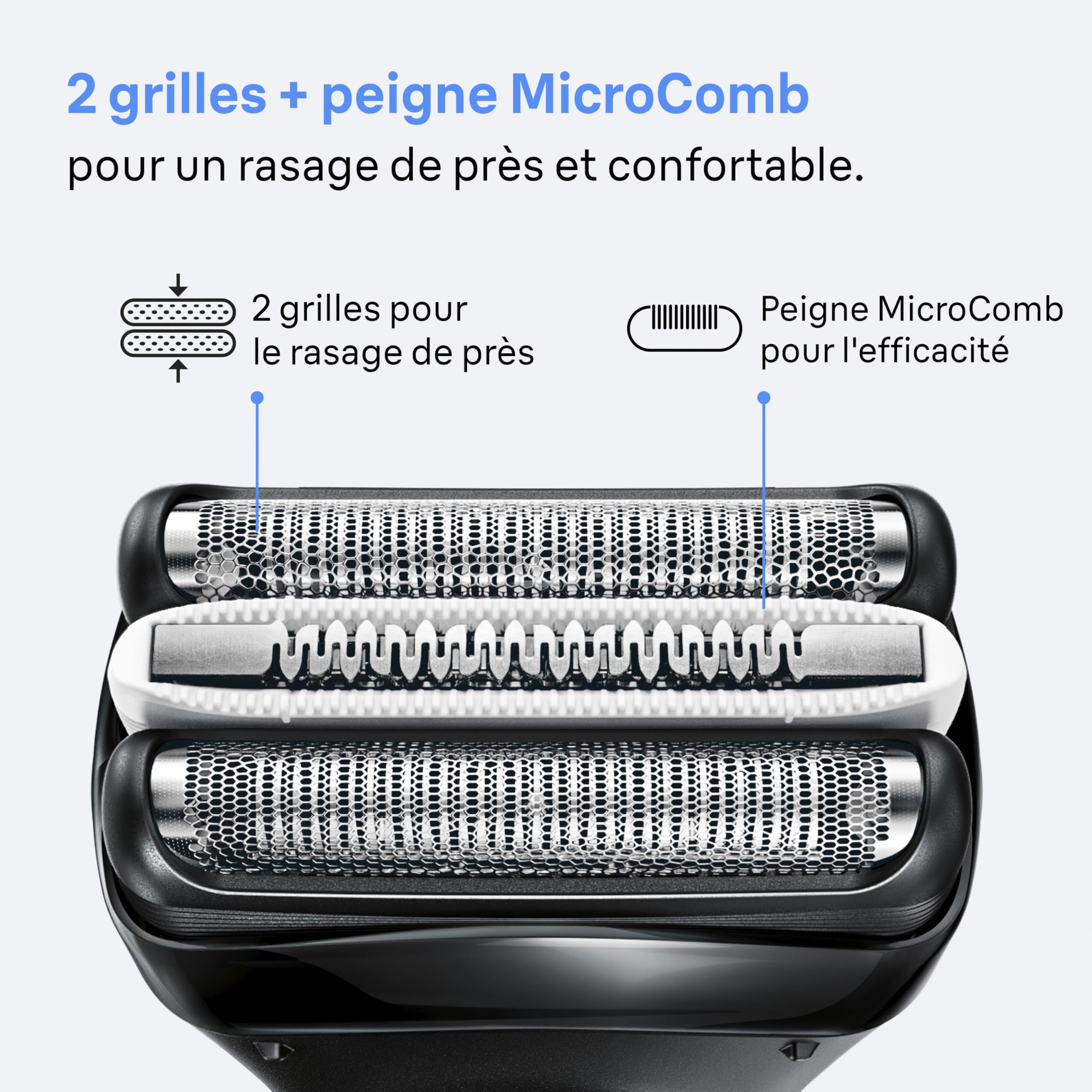 Braun Tête de Rasoir Electrique Homme Series 3+ 32B Noire – Pièce Originale de Remplacement pour Rasage de Près, 2 Lames à Grille, Tondeuse Centrale, Elément de Rechange pour Raser la Barbe