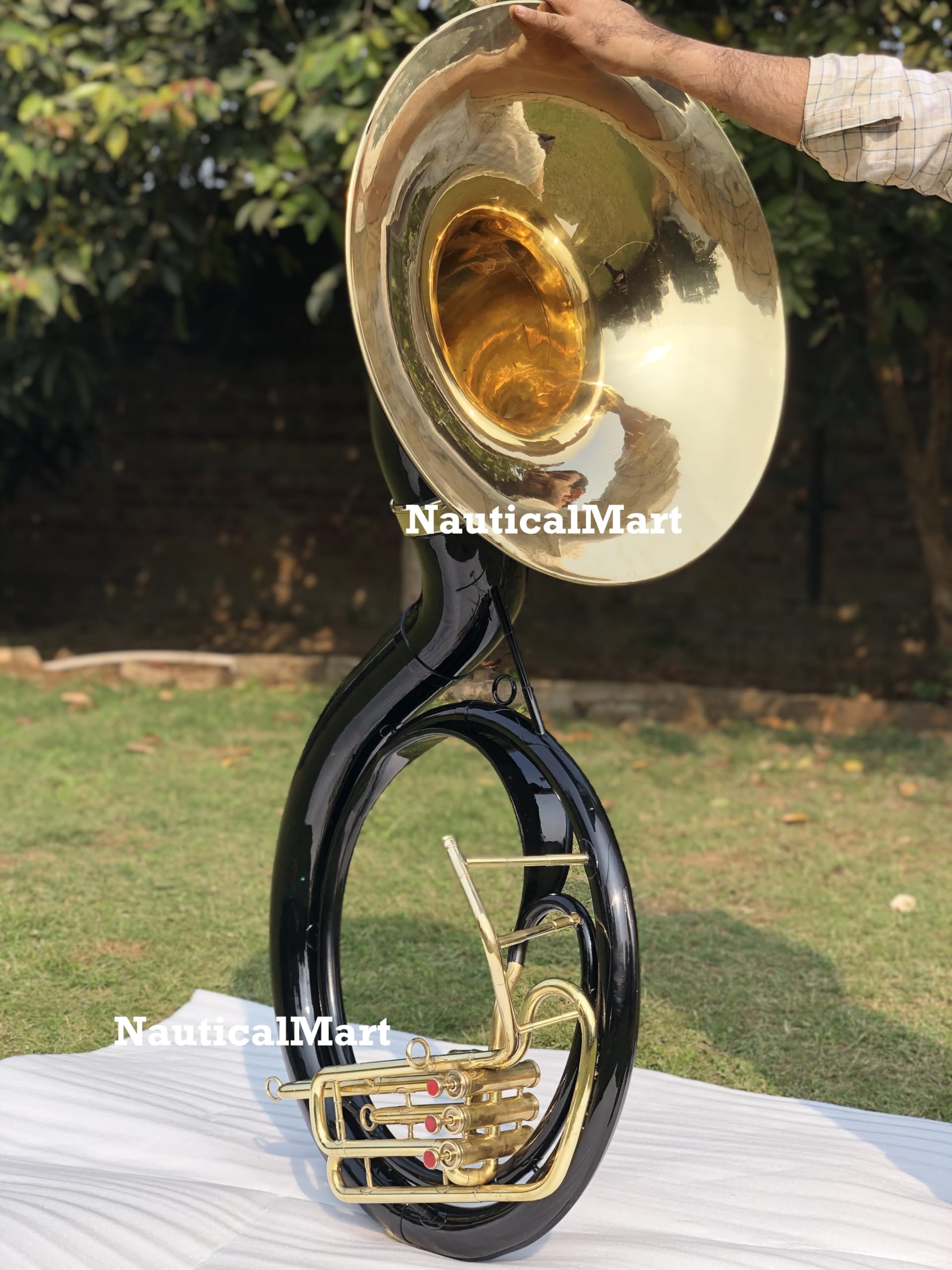 Brass Sousaphone 3 Valve Big Tuba 25" Musical Instrument with Carry Case - Image 6