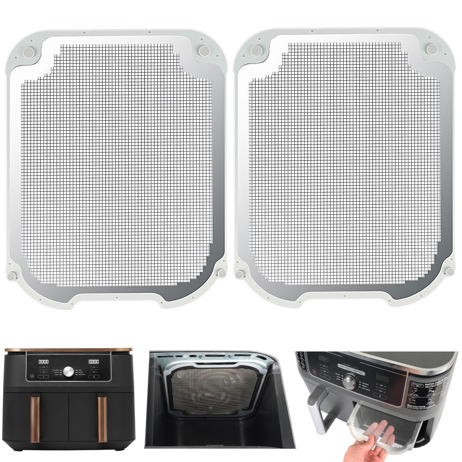 BYKITCHEN Air Fryer Accessories for Ninja Dual 9.5L AF400UK/DZ400UKSTGD/AF400UKCP, 2PCS Magnetic Splatter Guard for Airfryer, Special Compatible with Ninja Foodi Max Double Air Fryer