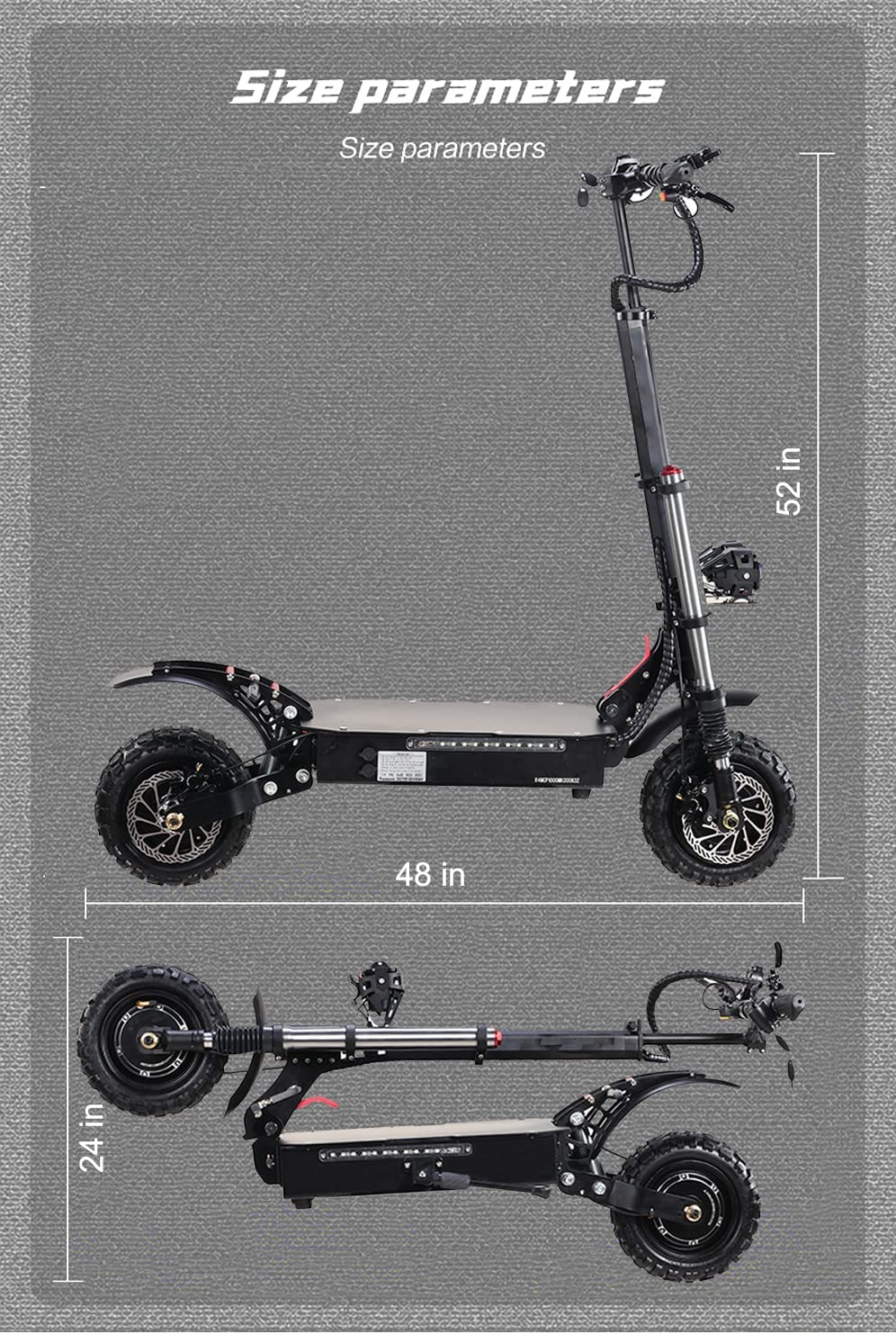 HWWH Monopattino Elettrico Adulti Sterrato Potente Scooter Elettrico Per Adulto Doppio Motore Pneumatico Tubeless Fuoristrada da 11 pollici Batteria al Litio 60V 40Ah Doppia Sospensione Carico 200 kg