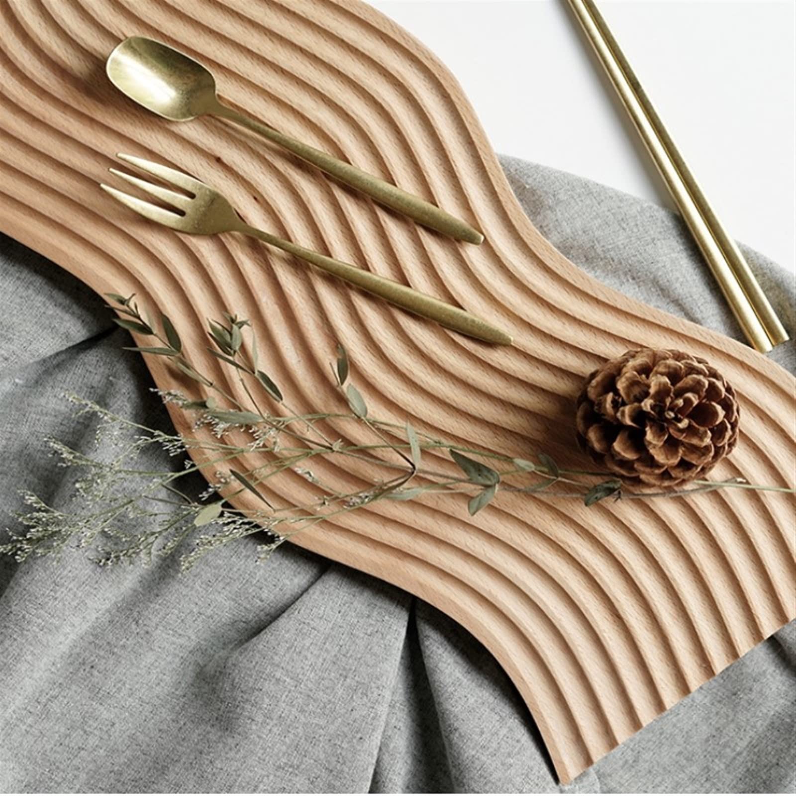 3NH® Breakfast in Bed Tray Wooden Tea Tray Serving Table Plate Snacks Food Storage Dish Creative Water Ripple Hotel Home Serving Decor Tray - Color : 03 2
