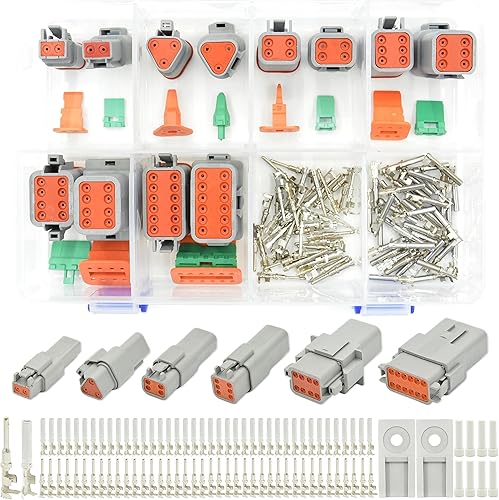 Miniatura 8 de Kit de 215 piezas de conectores Deutsch, conectores DT de 2, 3, 4, 6, 8 y 12 pines, conectores eléctricos impermeables IP67 con 75 pares de