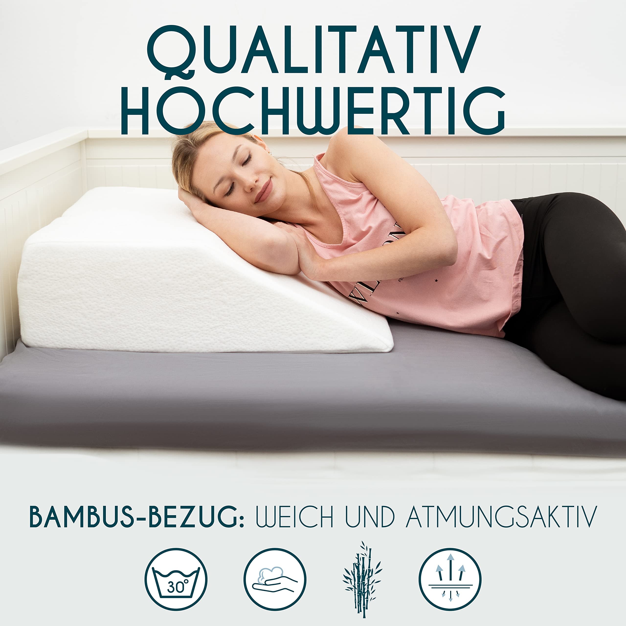 Dreamzie Ergonomisches Venenkissen Beinhochlagerungskissen Made in EU und Oeko TEX - Beinkissen Memory-Schaum - Beinauflage Atmungsaktiv Waschbar Hypoallergen