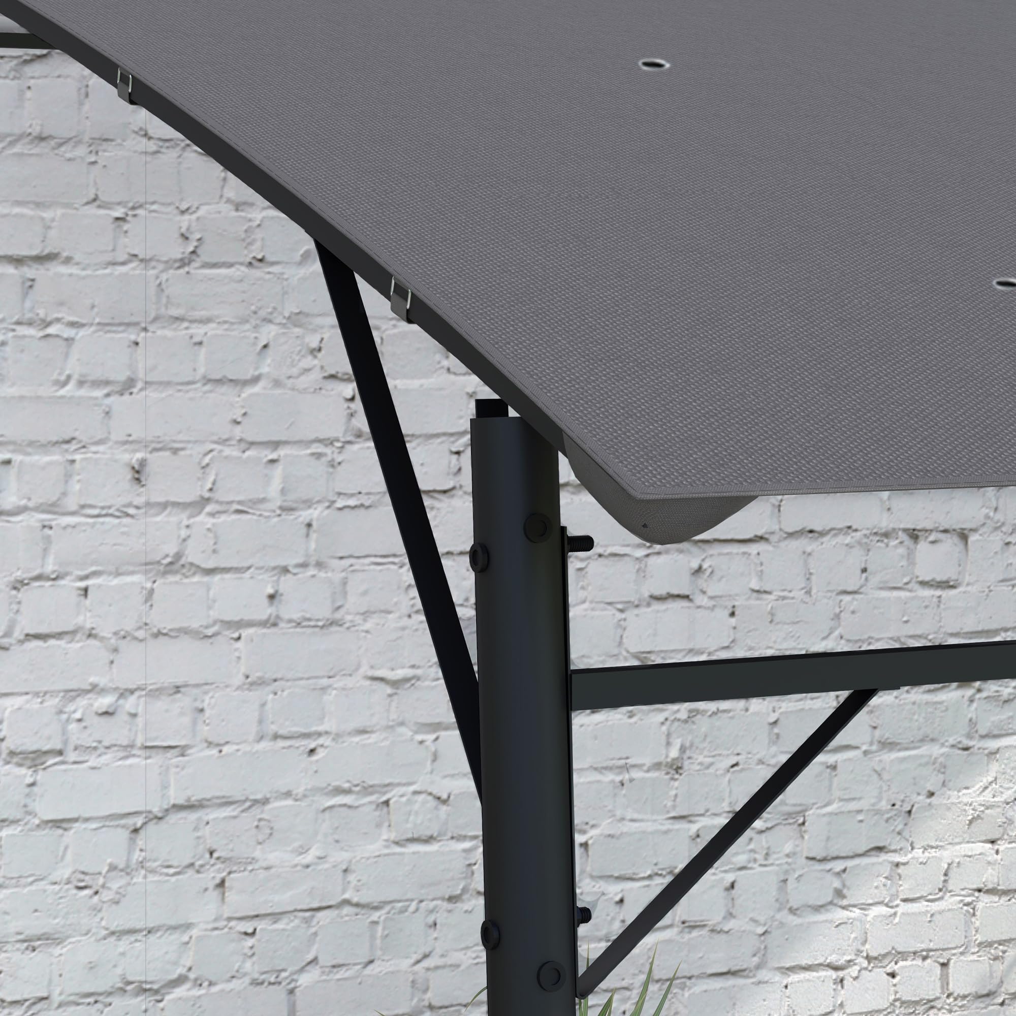 Outsunny Pergola Gazebo Metallica Tettuccio Poliestere 12 Fori Drenaggio 400x296x200/262 cm Grigio Scuro