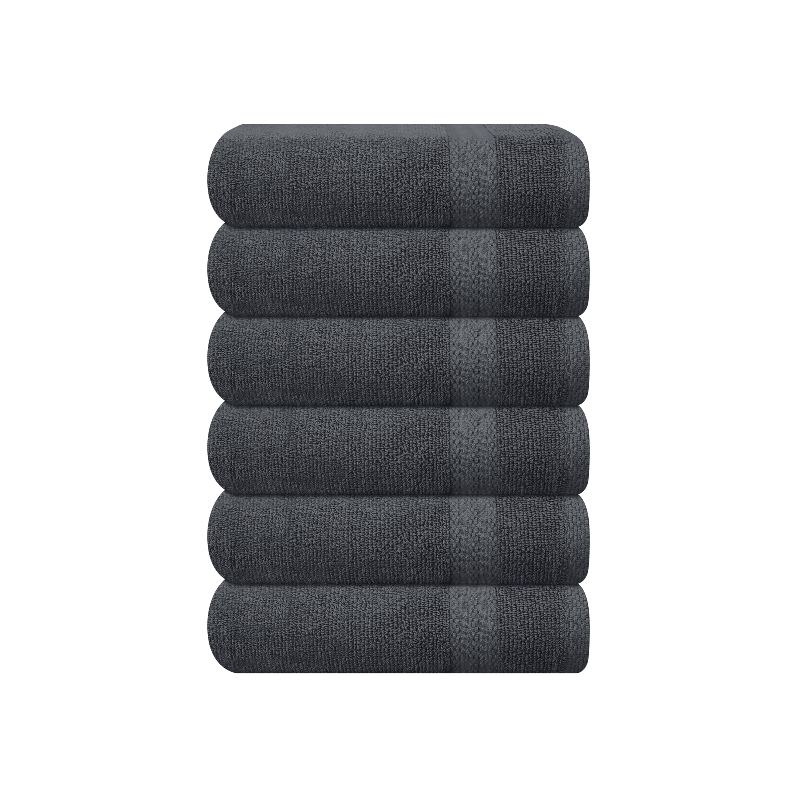 GLAMBURG Ultra Soft 6-Piece Hand Towel Set 16x28-100% Ringspun Cotton - Durable &amp; Highly Absorbent Hand Towels - Ideal for use in Bathroom, Kitchen, Gym, Spa &amp; General Cleaning - Charcoal Grey