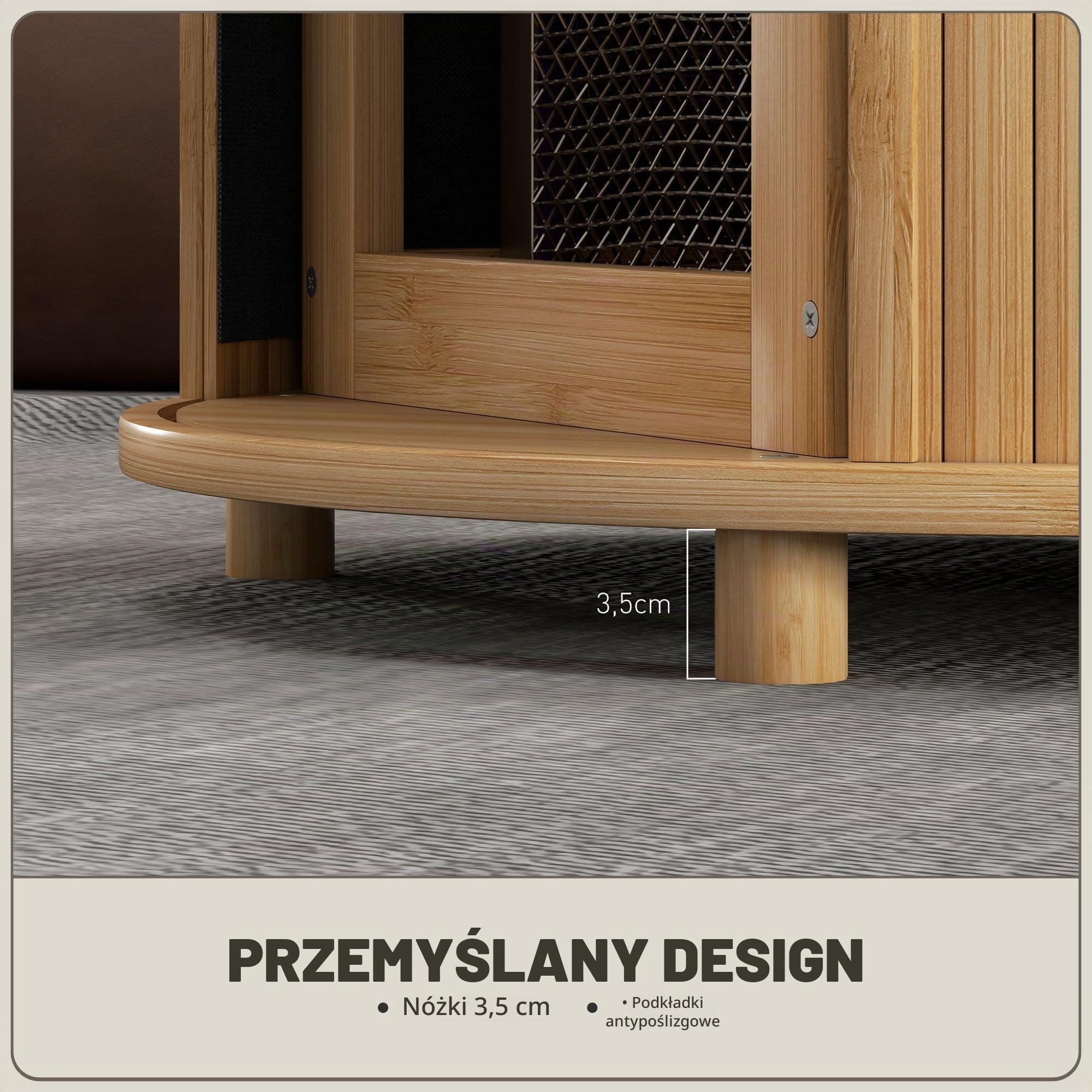 HOMCOM Stół kawowy z ukrytym schowkiem z bambusa naturalny Ø60x45 cm