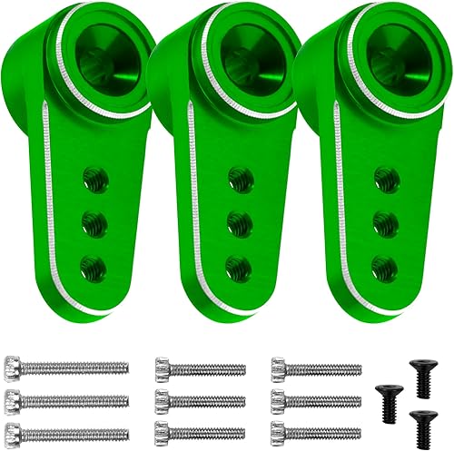 Vista 15 de Paquete de 3 bocinas servo de aluminio 15T para servo a control remoto compatibles con Emax ES08MA Servo Fit para Axial SCX24 1/24 RC Crawler (negro)