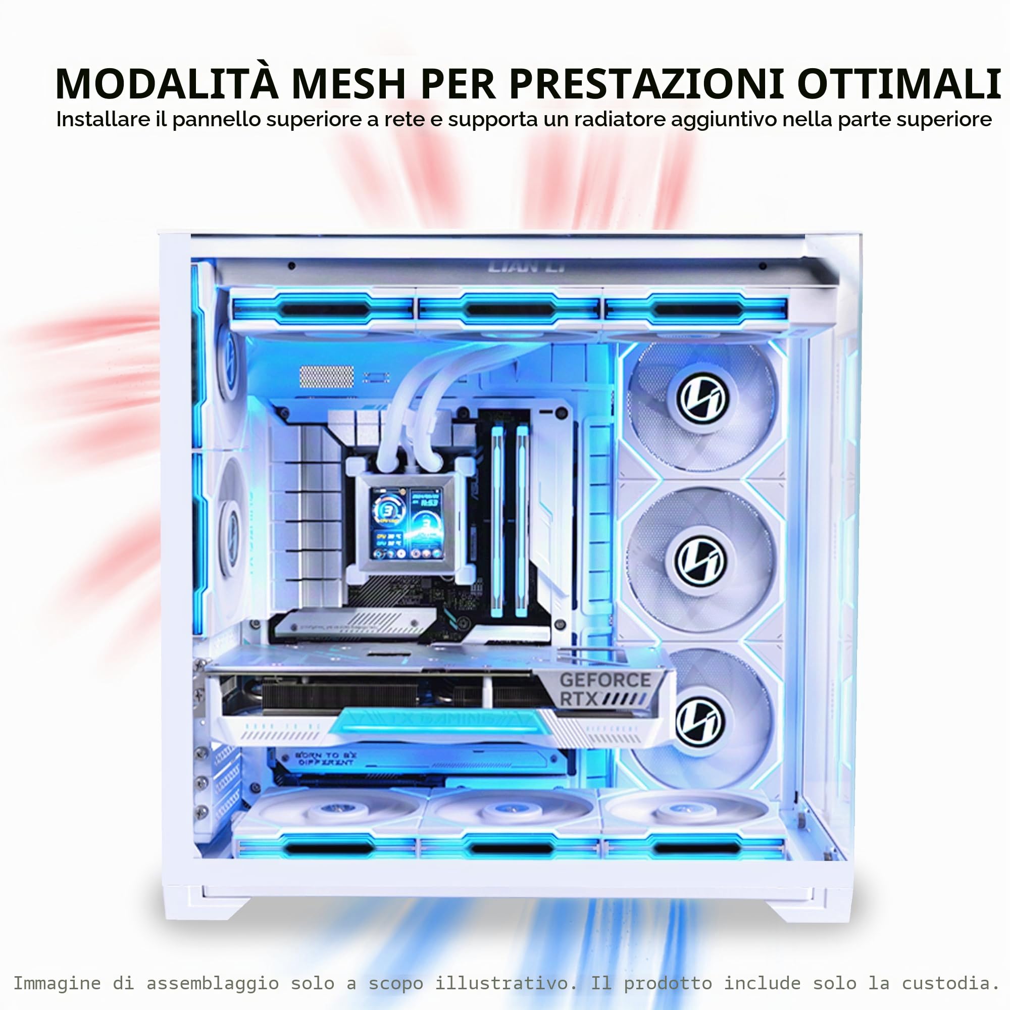 Lian Li O11Vision - Supporto compatto ATX Mid Tower per computer ATX, in acciaio temperato, colore: Bianco