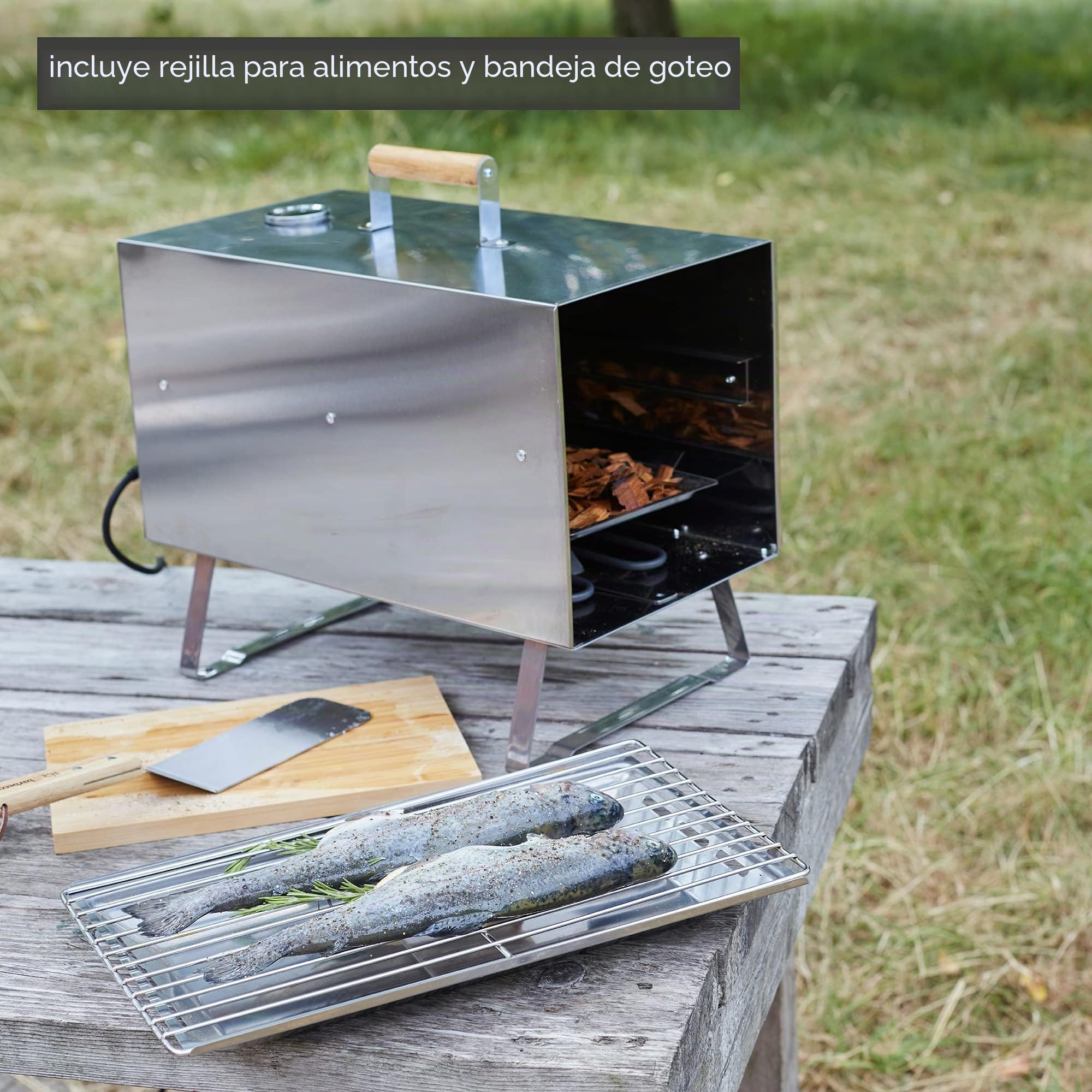 Barbecook Otto 2.0 - Horno eléctrico para ahumar en caliente, acero inoxidable, 26 x 26 x 47 cm