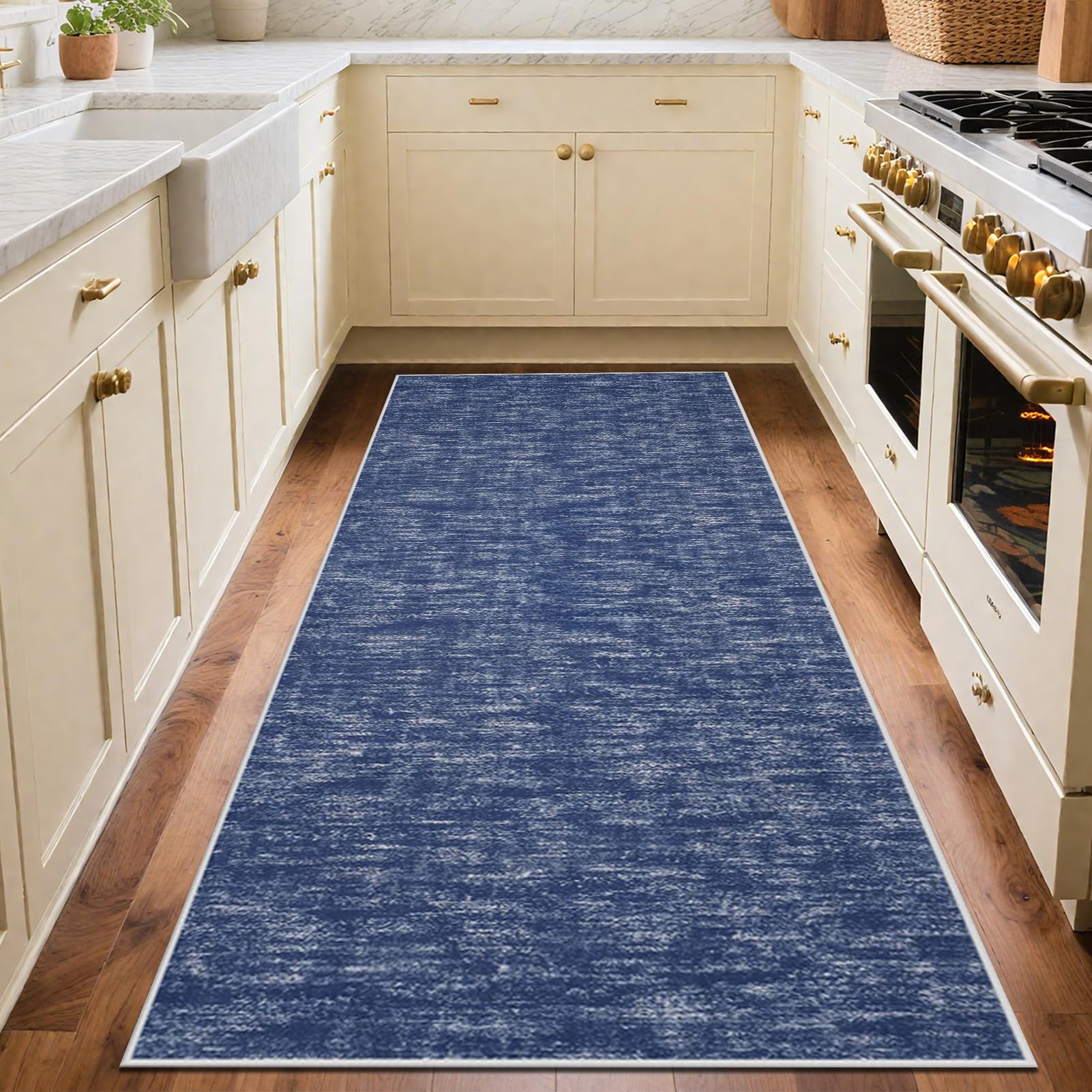 Teppich Läufer Flur Waschbar rutschfest Kküche Teppiche Teppichläufer Flur Kurzflor Küchenläufer Bettvorleger für Waschküche Eingang Flur Küche Schlafzimmer Wohnzimmer 120 x 450 cm