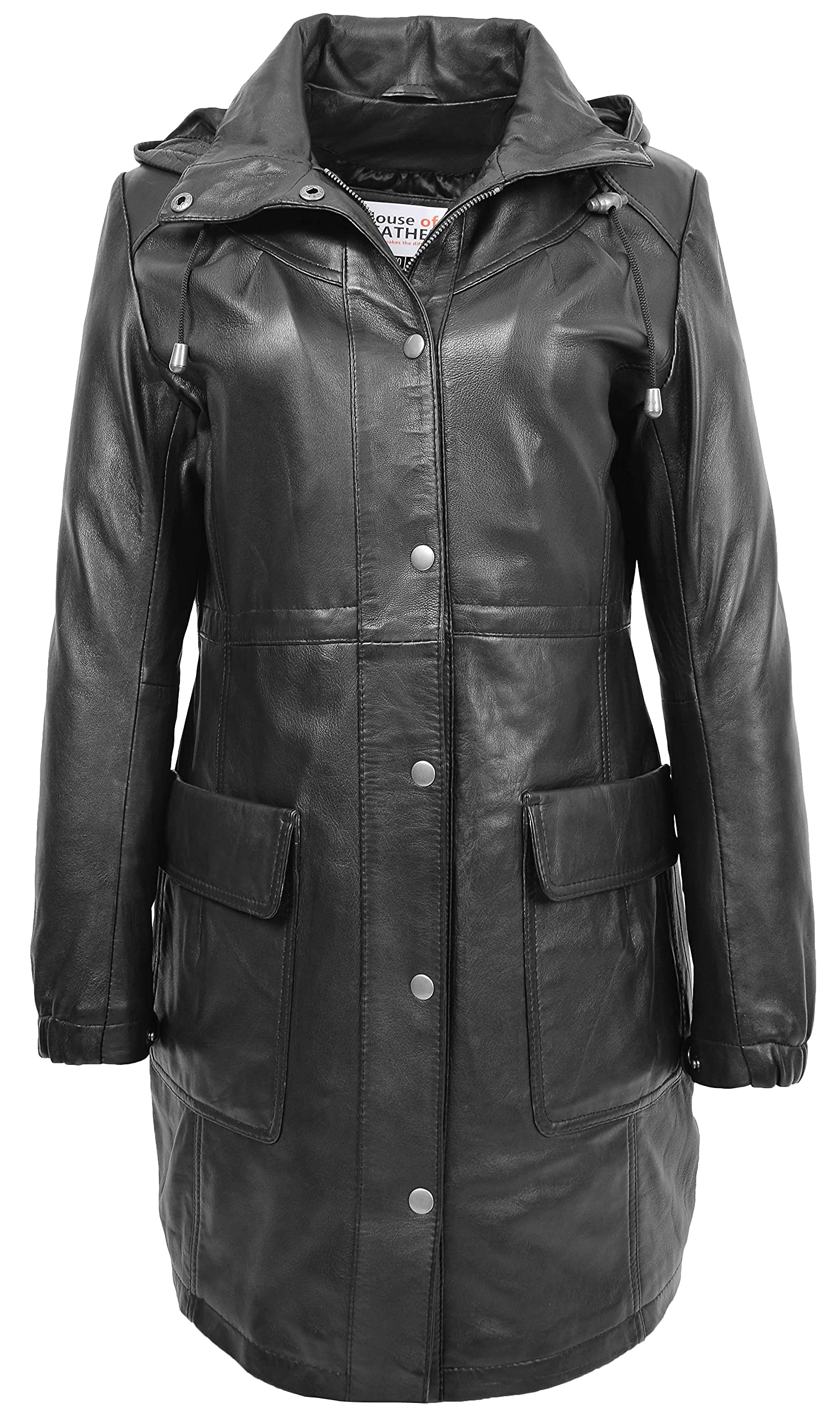 House of Leather Kyra Real Leather Coat - Black - Women's Size 16