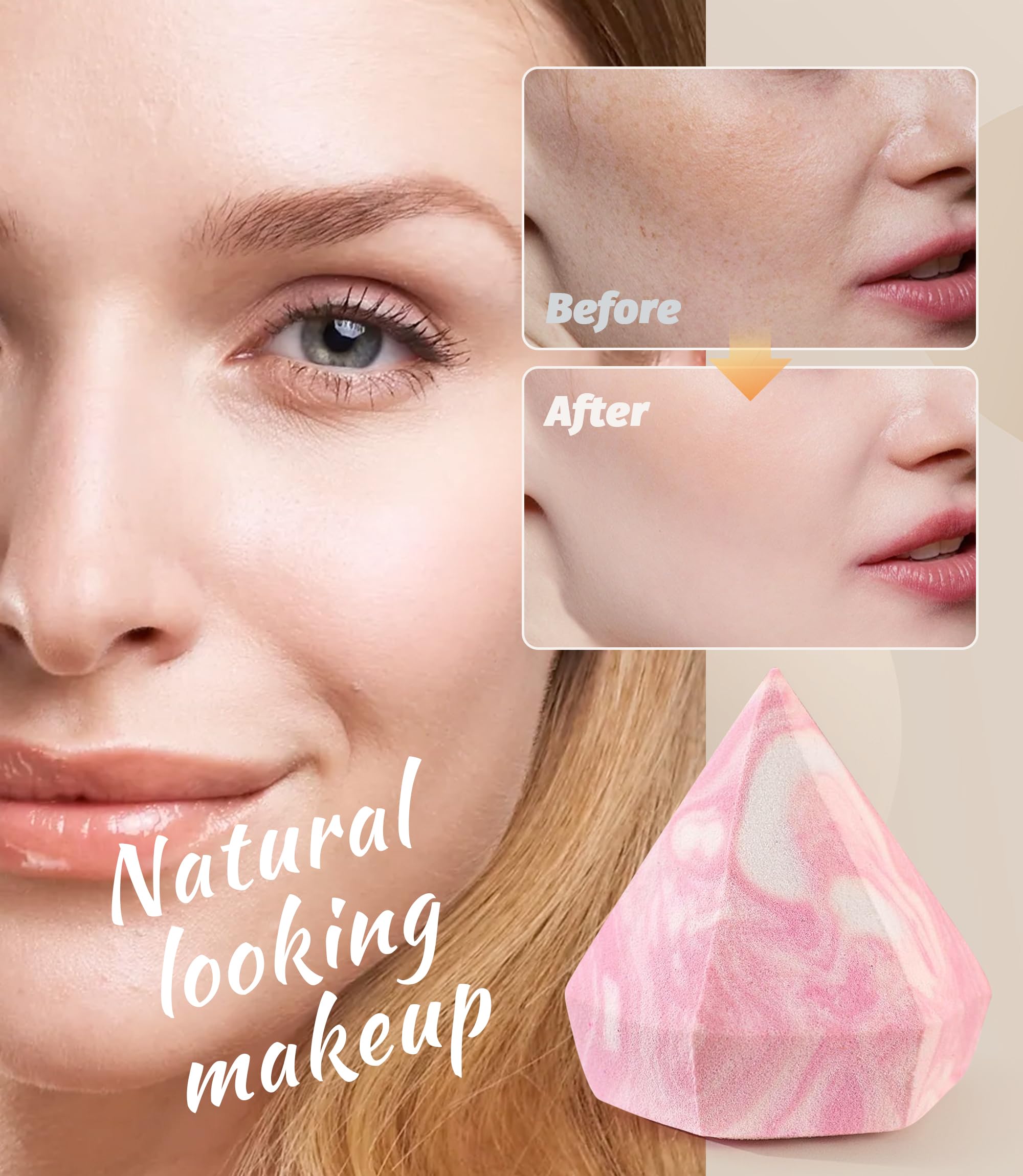 Sonnorel spugna trucco, rombia multicolore miscela spugna di bellezza fondotinta spugna trucco, liquido, crema e polvere impeccabile (sabbia di soia rossa)