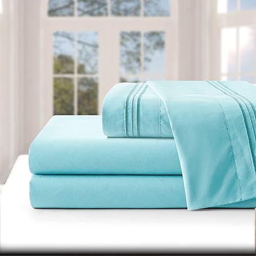 Miniatura 2 de Manyshofu Juego de sábanas tamaño Queen con bolsillos extra profundos  Sábanas y fundas de almohada de lujo de 1800 hilos  Juego de ropa de cama de