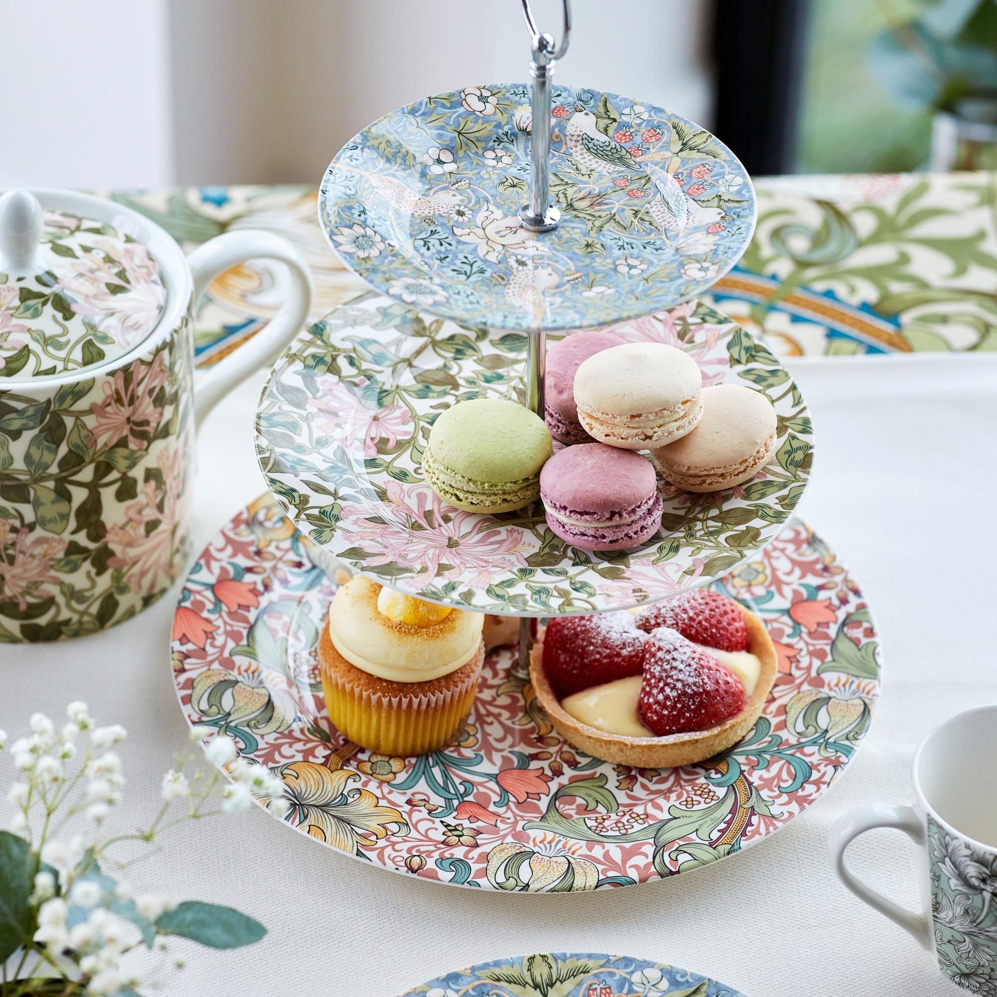 Amazon.com | Spode Morris & Co 3-Tier Cake Stand with Metal Handle