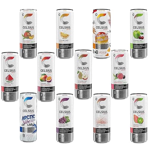 Celcius Energy Drinks - Paquete variado de 12 sabores, cero azúcar, impulso saludable, gimnasio, entrenamiento, fitness, estilo de vida activo,