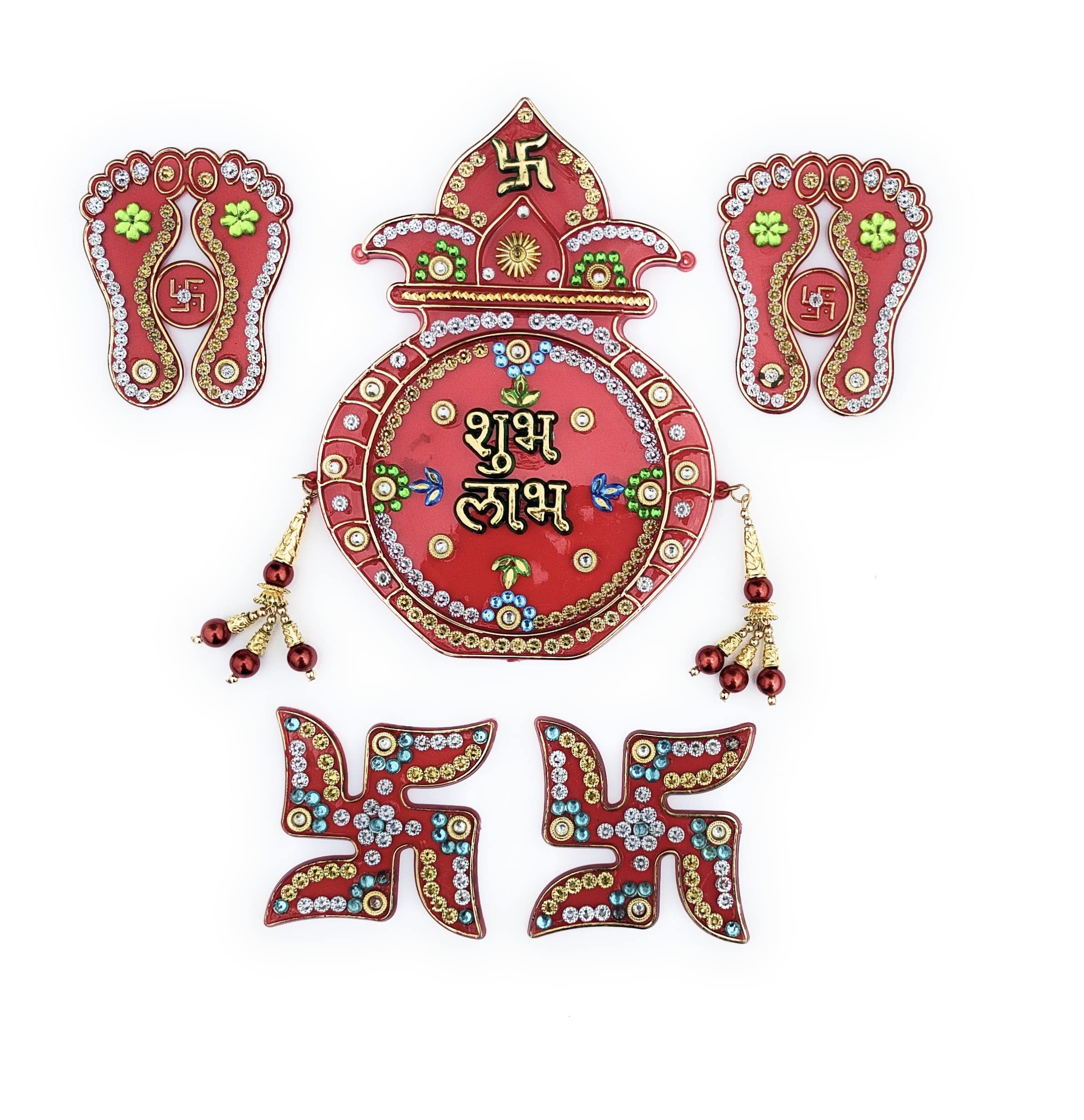 Crafonic Acrylic Shubh Labh for Door Entrance with Laxmi Feet (Charan), Swastik Diwali Decorations, Set of 6, Easy to Apply (Reusable) (B09HS9QX2F) Amazon Price History, Amazon Price Tracker