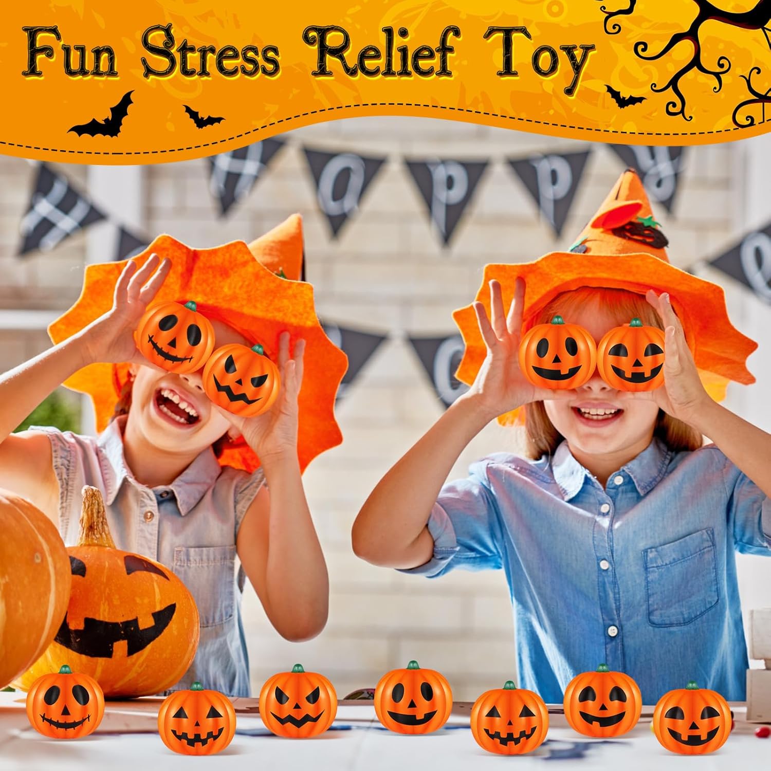 Leyndo 50 Pcs 2 Inch Halloween Pumpkin Stress Balls Mini Foam Relief Balls with Bags Halloween Party Favors Toys for School Carnival Rewards Halloween Thanksgiving Party Decoration Supplies - Image 5