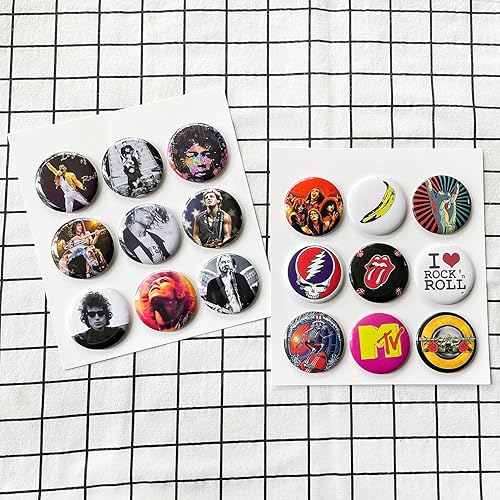 Miniatura 7 de I Love Rock and Roll - Juego de 18 pines de 2.28 pulgadas, broche de marca genial, insignias de música para cantante para ropa, bolsas, mochilas,