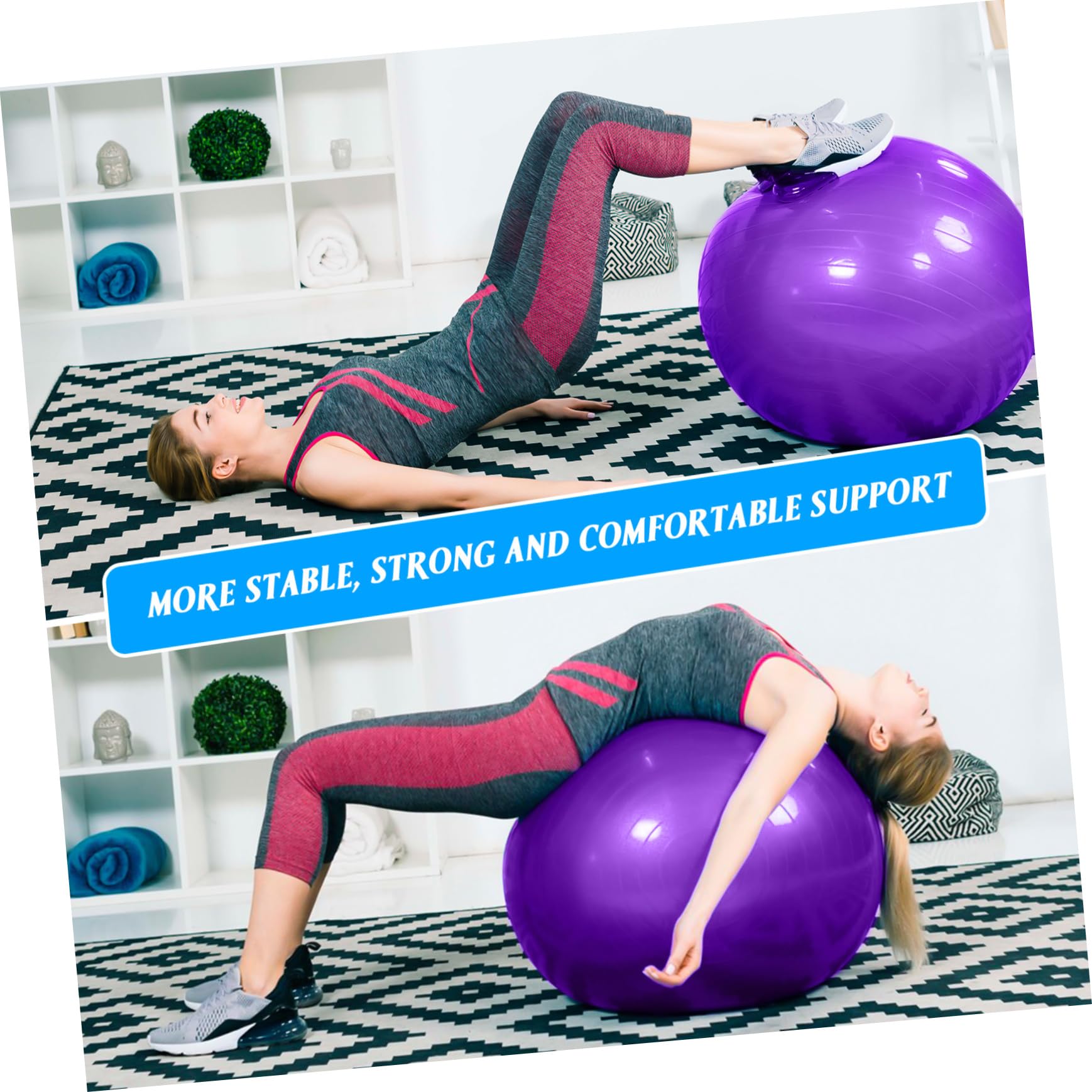 TOYANDONA Pelota de Yoga de Ejercicio Pelota de Estabilidad para Pilates Equipo de Gimnasio con Inflador para Entrenamiento Casa