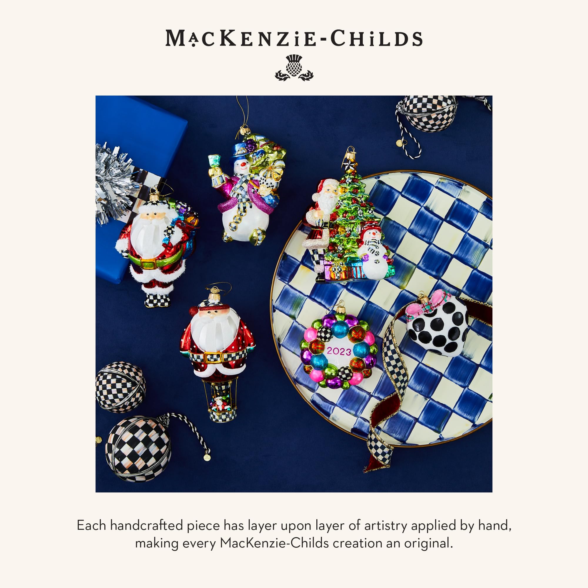 Amazon.com: MACKENZIE-CHILDS Set of 6 Fabric Ball Ornaments