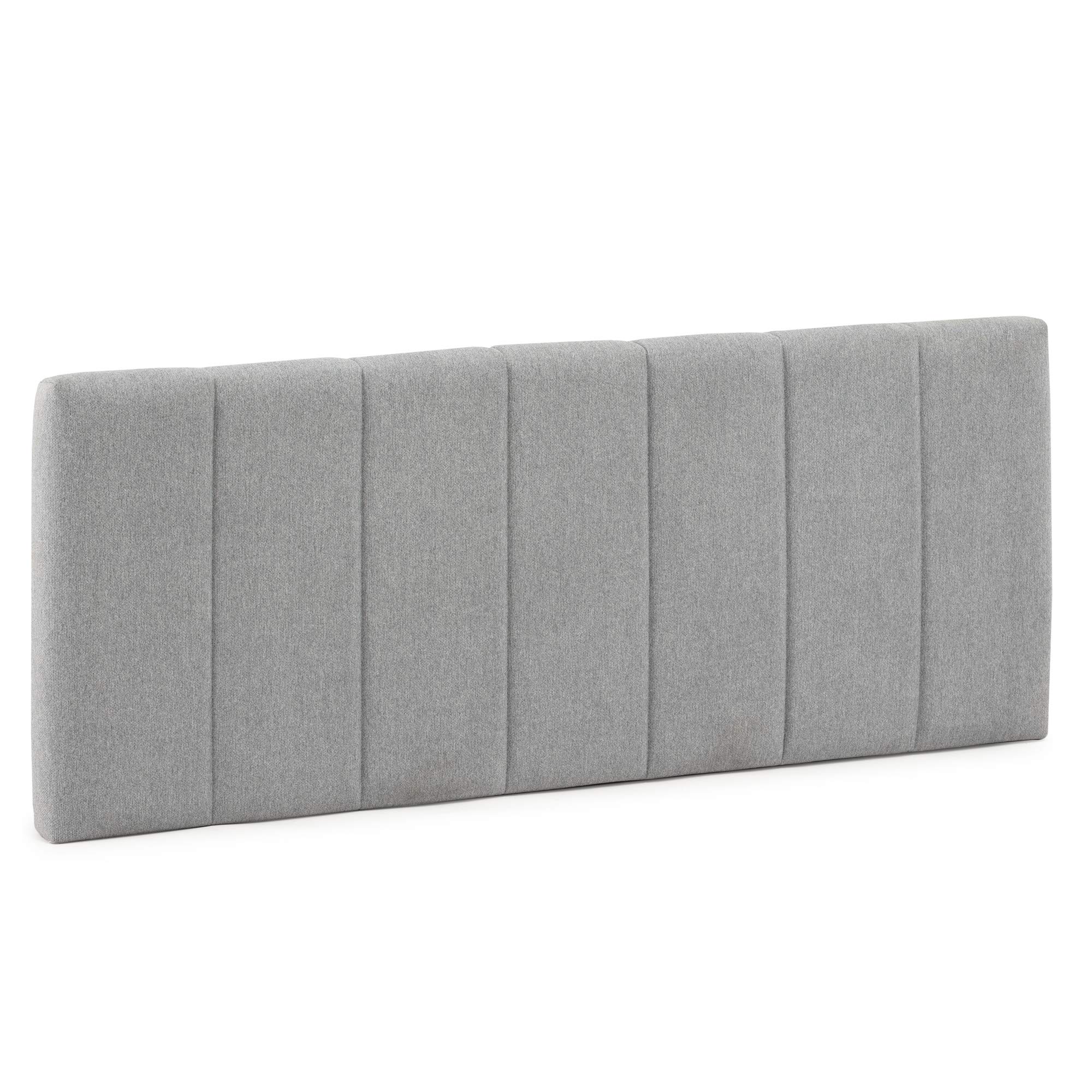 Cabecero tapizado Creta 140x60 cm Color Gris, para Cama 135, Acolchado con Espuma, Bordado Vertical, 8 cm de Grosor, Incluye herrajes para Colgar