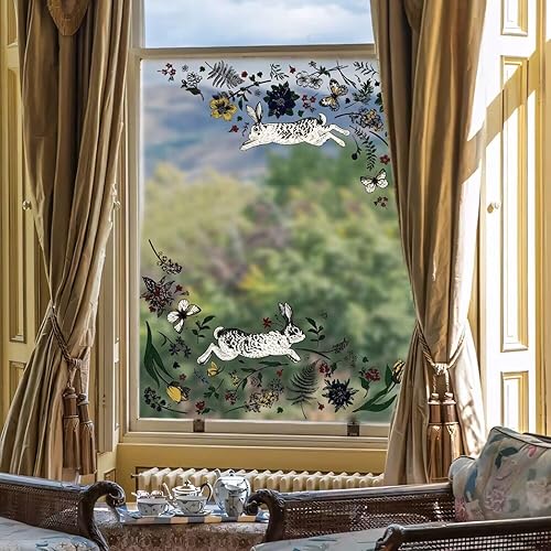 Miniatura 5 de funlife Adhesivo para ventana de Pascua de acuarela, película de doble cara reutilizable para ventana, adhesivo estático, no adhesivo, calcomanías