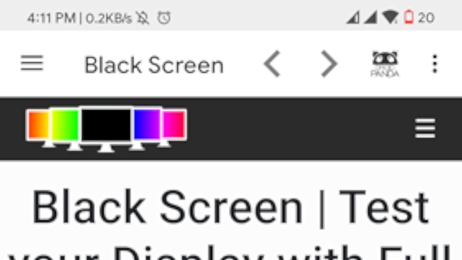 Black Screen Test App on the Amazon Appstore