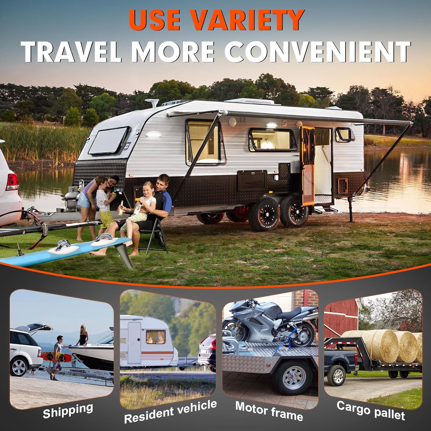 10000lbs 10-Inch Hitch Receiver Extension Riser, 2 Inch Receiver with 10 Inch Drop, Adjustable 9" or 11" Length, Dual Pinhole Design, 3-Pack Hitch Pins and Universal Trailer Cap, Black