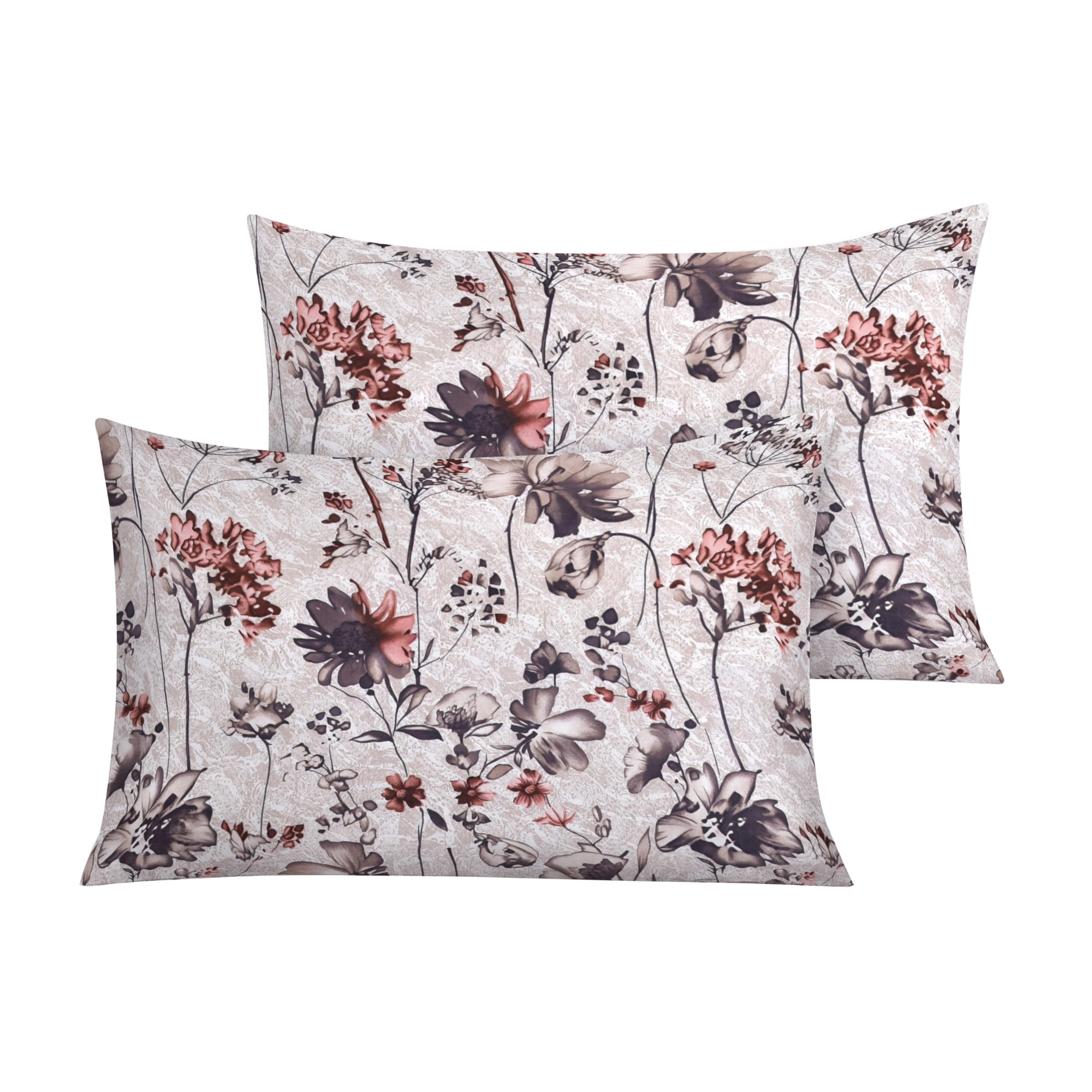 RAYBedding Luxury Printed Floral Pillowcases Pair – 50x75cm with Envelope Flap, Soft Printed Pillow Covers