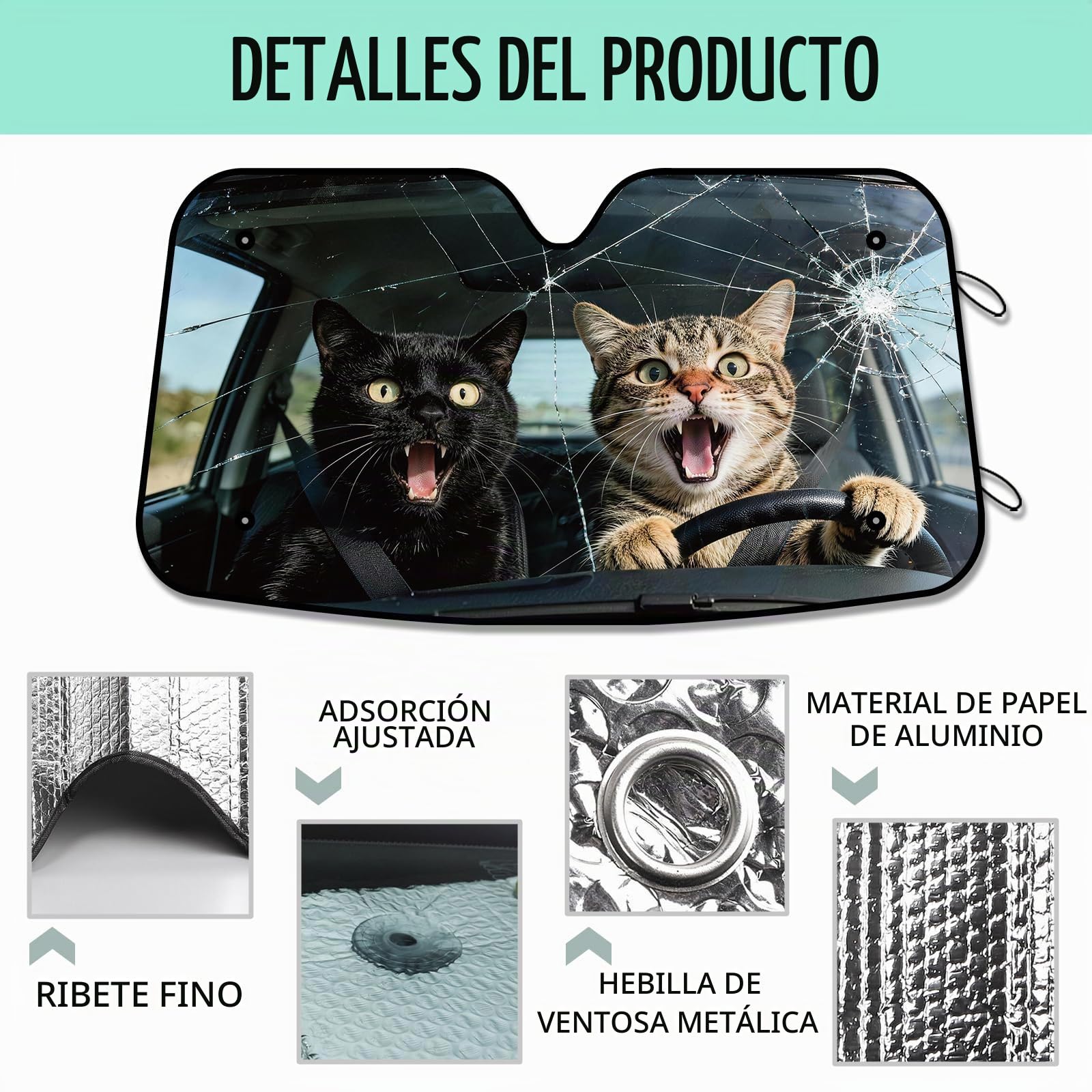 GLOBLELAND Parasol divertido de gato para parabrisas delantero del coche, protección solar para animales, bloquea el calor y la radiación UV, reflector para berlinas y modelos hatchback