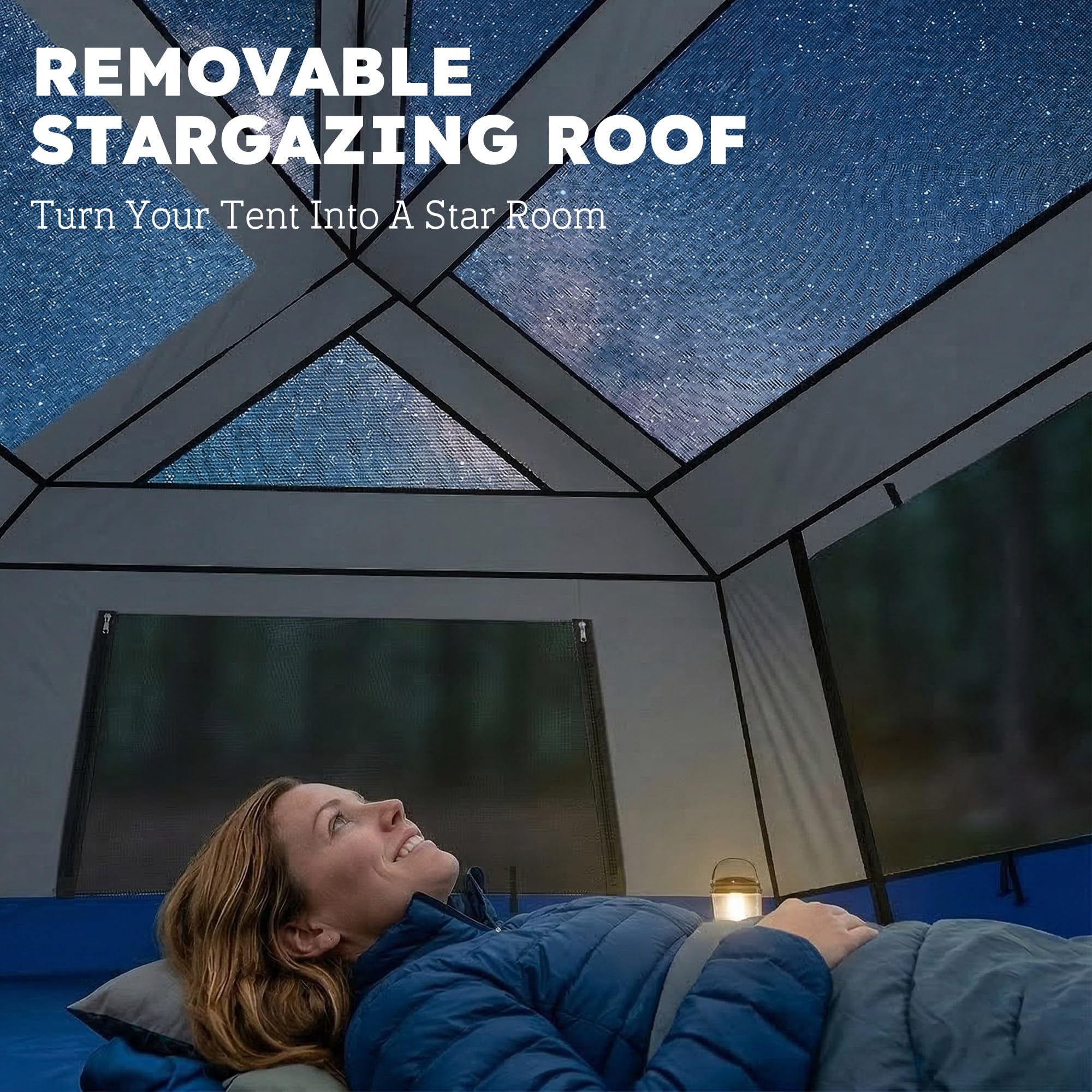 Outsunny Tente de camping pour 4 à 6 personnes, tente tunnel étanche 3000 mm avec couvercle supérieur amovible, protection UV30+ abri familial avec sac de transport