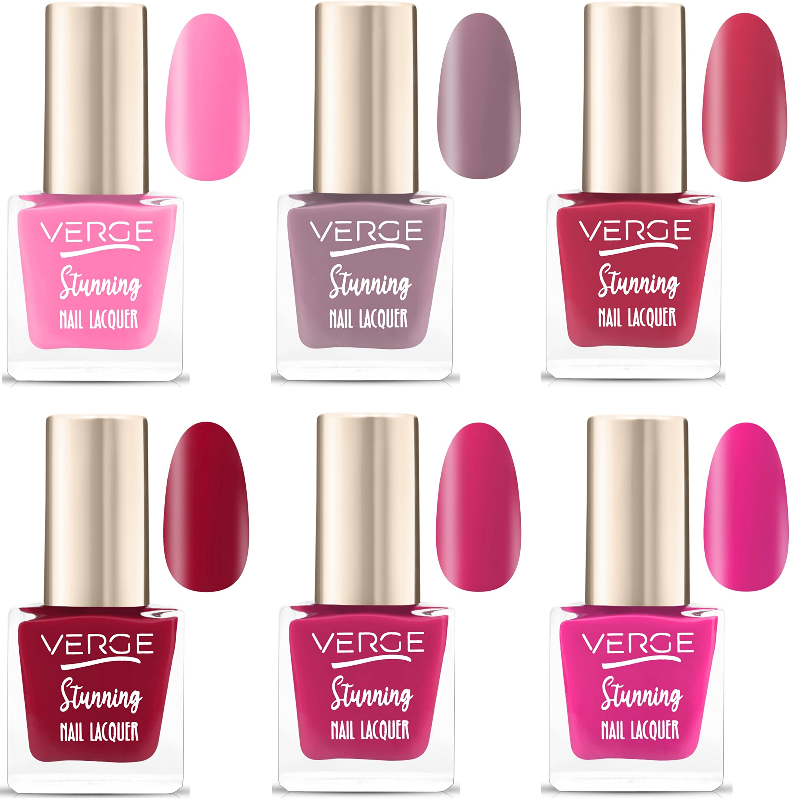 VERGE Stunning High Shine Nail Polish (Long Lasting With Superior Finish) (Pack of 6) NO CHIPPING & NO FADING, NON TOXIC & PARABEN FREE, QUICK DRY FORMULA (ST6_34)-image-9