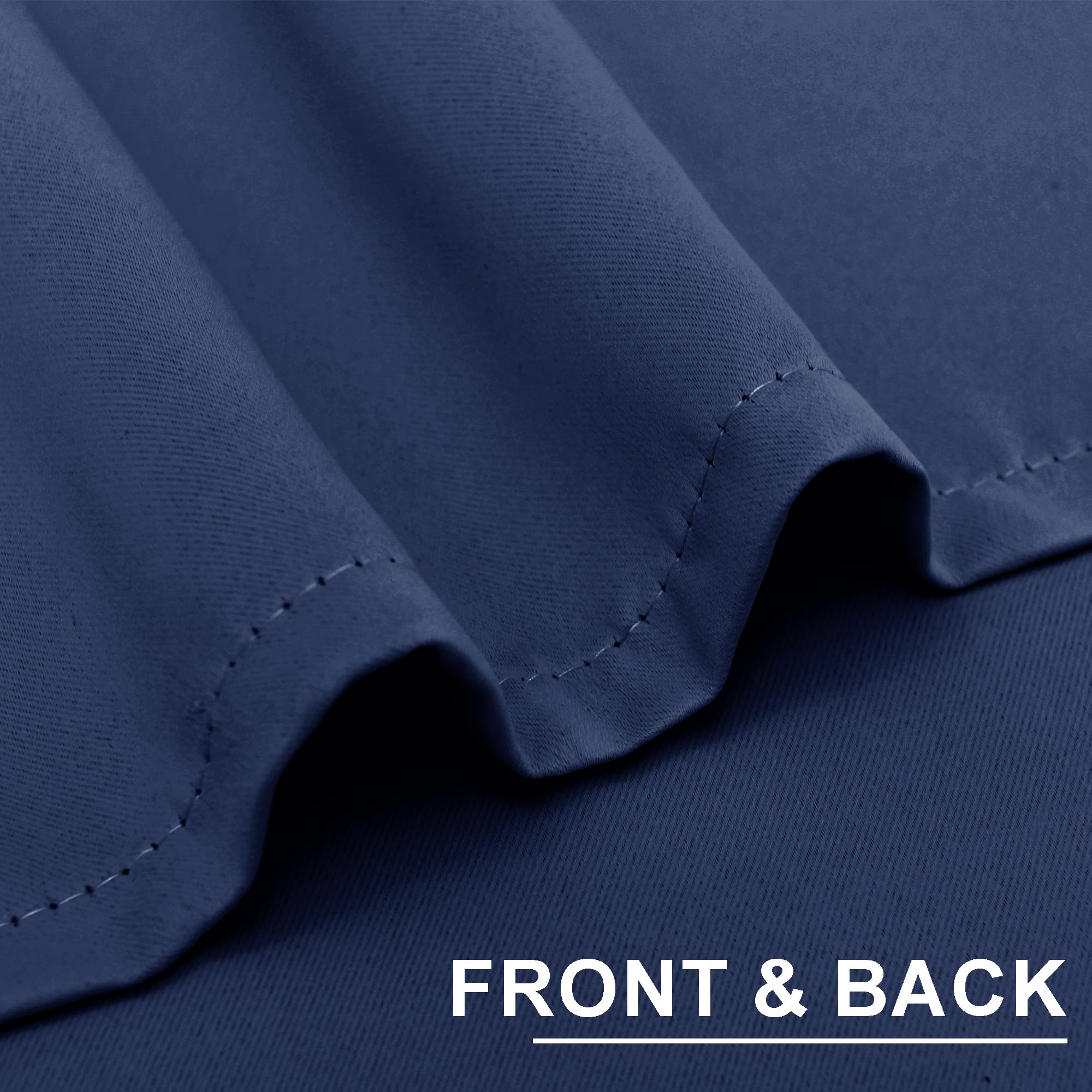 XWZO Blackout Curtains Shades Window Curtain Panels with Tiebacks- Noise Reduction and Thermal Insulated Eyelet Curtains for Bedroom,Living Room,Office,Study Room Navy W66xL90 - Image 2