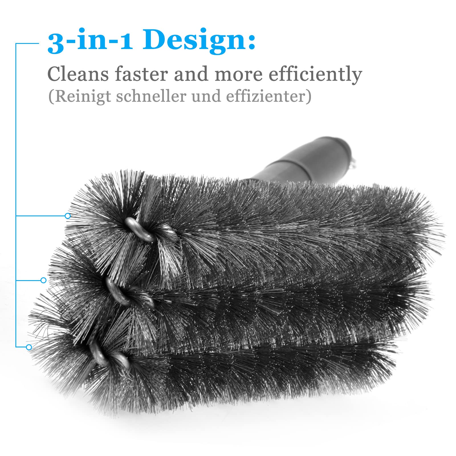 Brosse De Nettoyage Pour Barbecue - 45,7 Cm, Poils Acier Inoxydable + 2 Brosses Silicone - Nettoyage Facile - 6