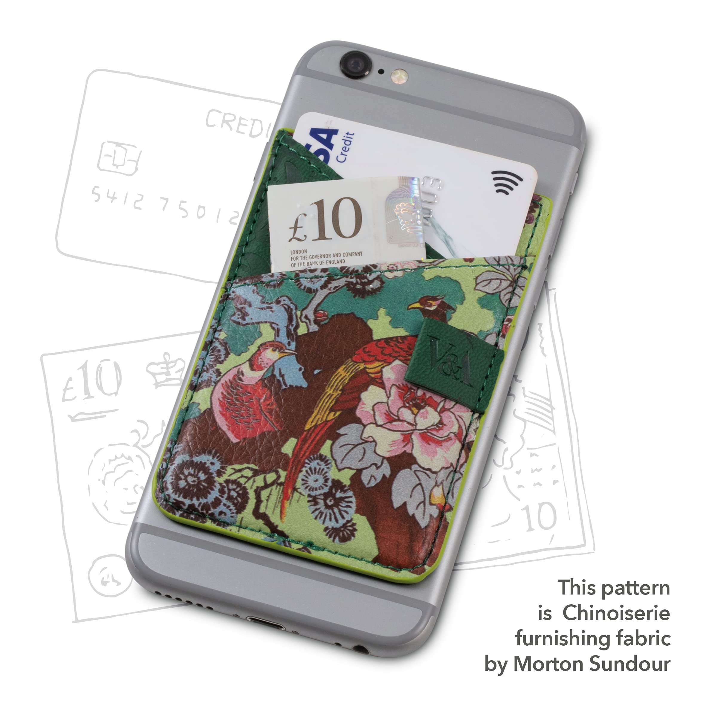 IF V & A Bookaroo Phone Pocket Sundour Pheasant, Green - Image 3