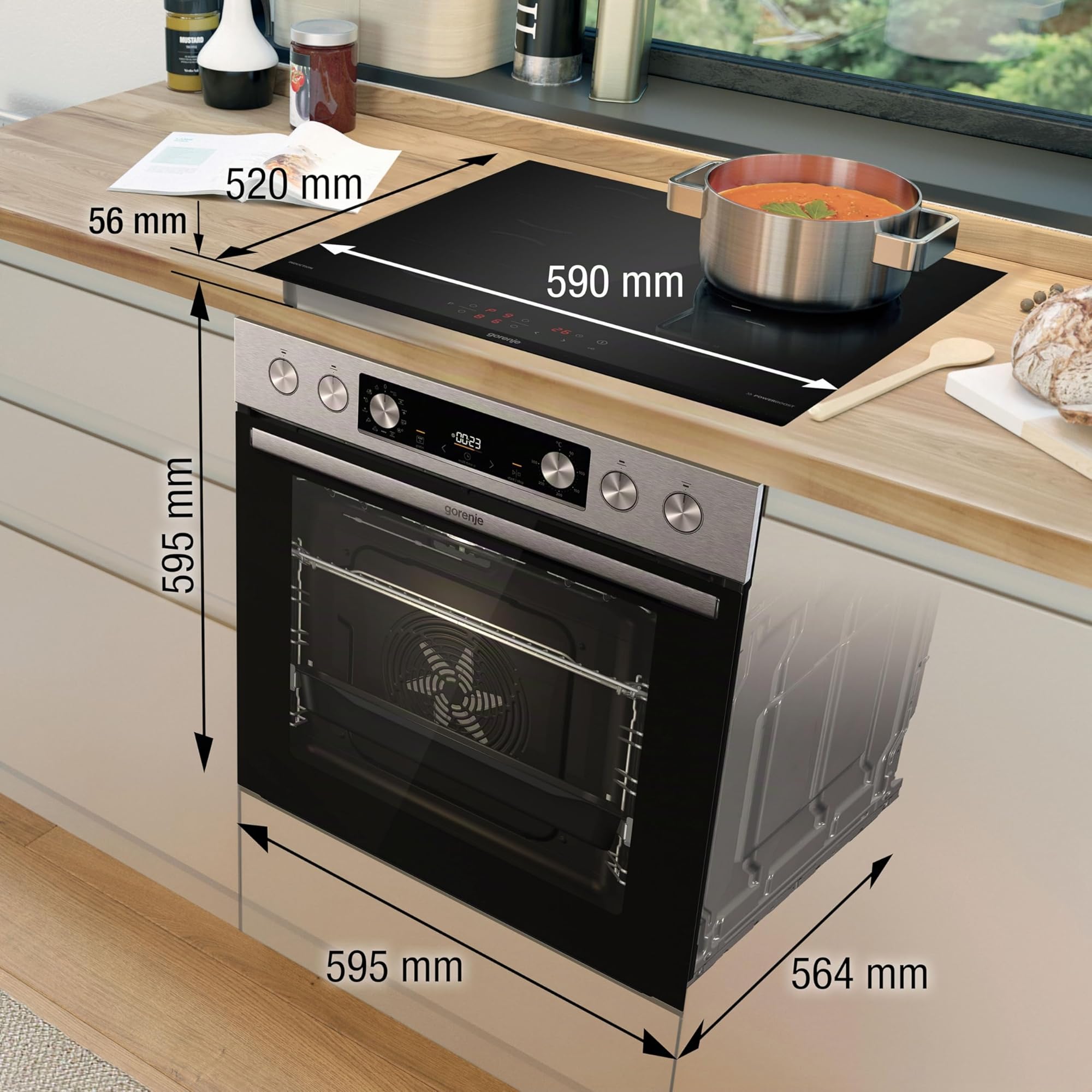 Gorenje Set Four & Plaque - 77L - ExtraSteam - AirFry - PizzaMode - PerfectGrill - Inox